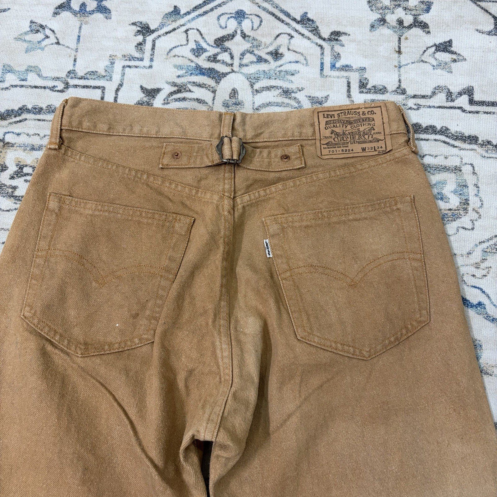 Vintage 90s Levi’s Big E 701 Jeans LVC 1992 NO Selvedge Buckle Back Donut Button