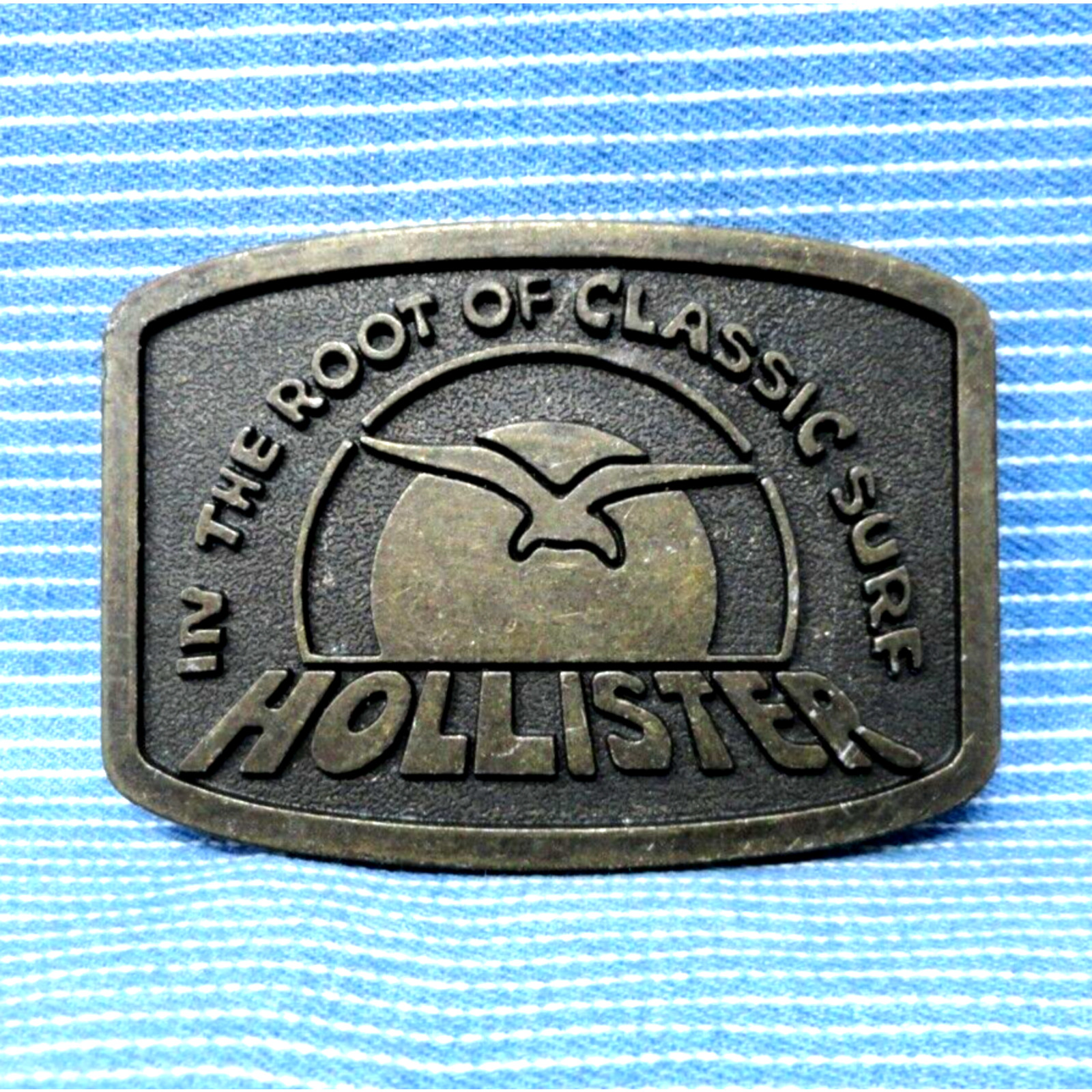 Hollister California Classic Surf Promo Belt Buckle Seagull Surfing Vtg .PCB755
