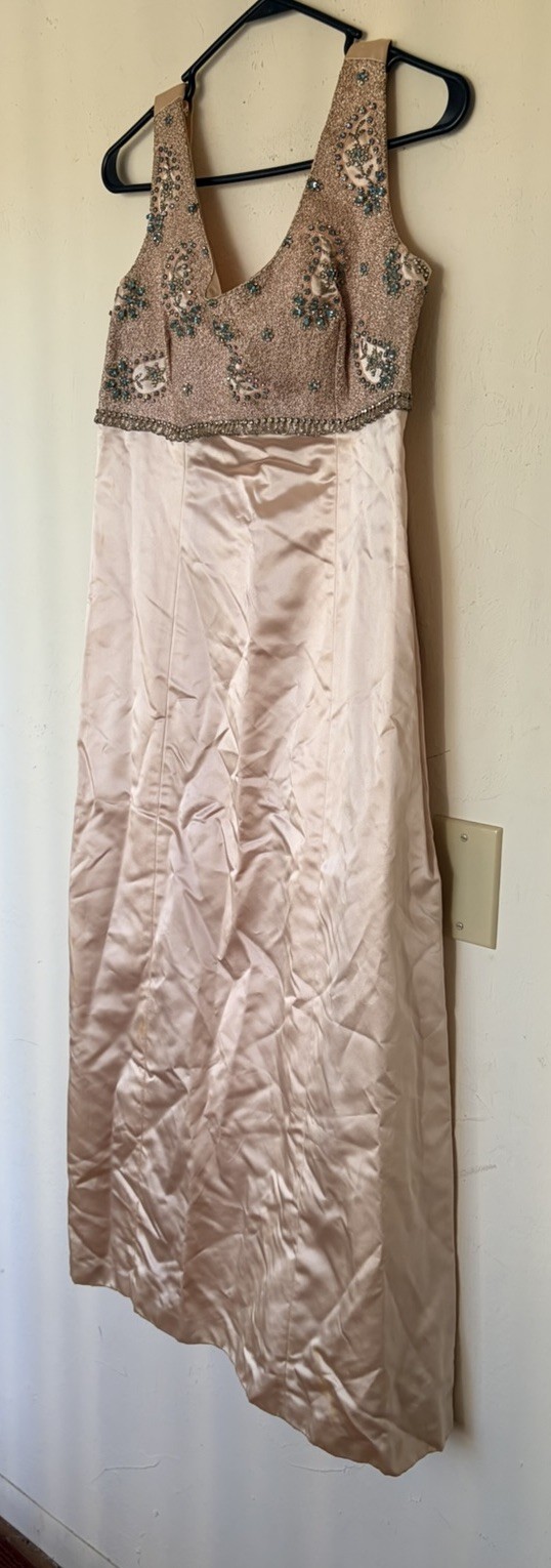 Custom 1960s Hostess Party Cocktail Gown Brocade W/Beaded Made By Chan