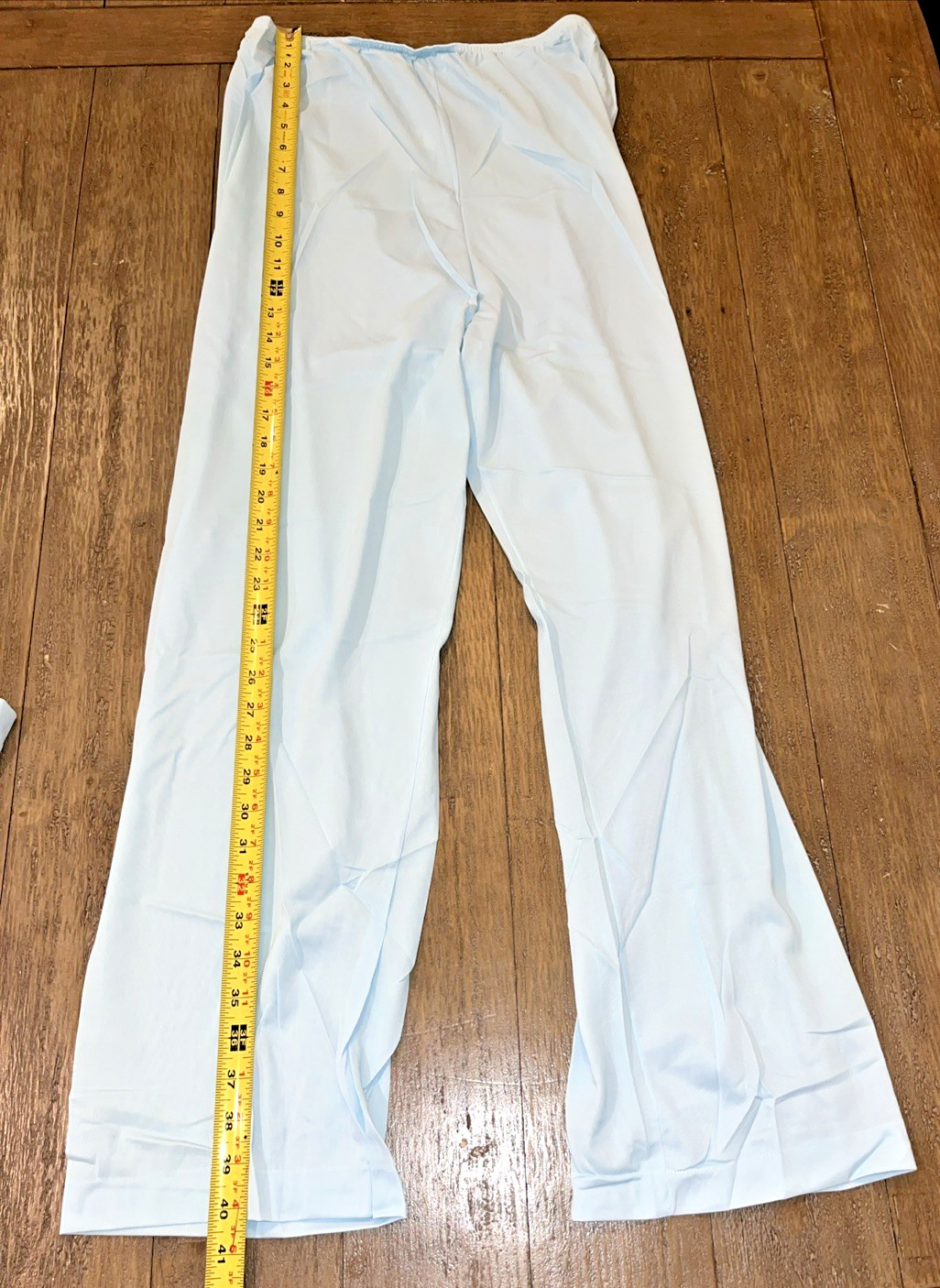 VTG Texsheen Pajama Set Lace Blue Nylon Sz 40 Pants & Top Lingerie EUC B15