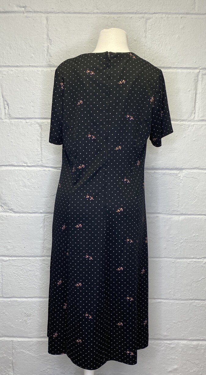Vintage Gossamer Hal Ferman 1970’s Dress Jacket Suit Pleated Dot Floral Large