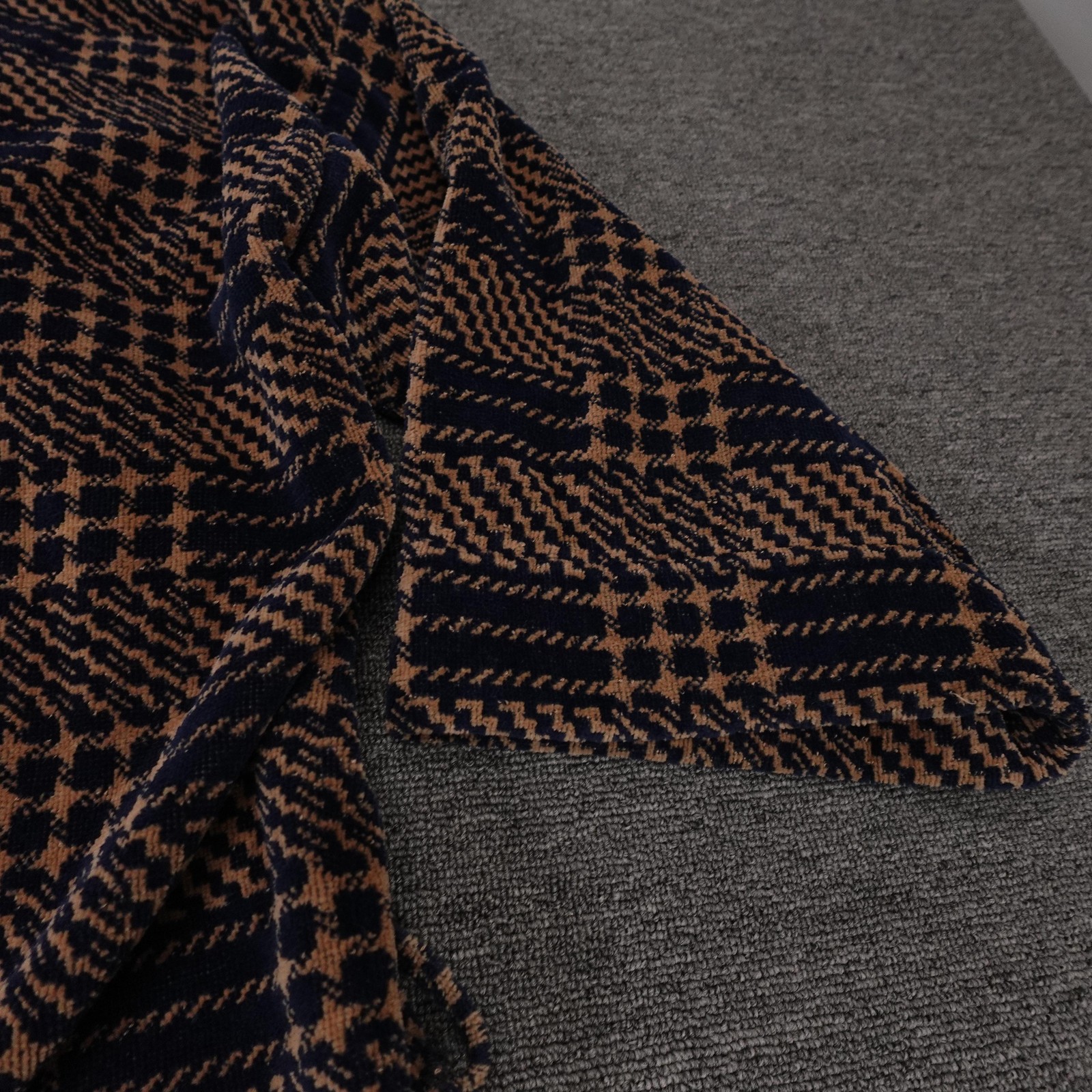 Vintage Christian Dior Robe One Size Blue Brown Terry Kimono Lounge 90s