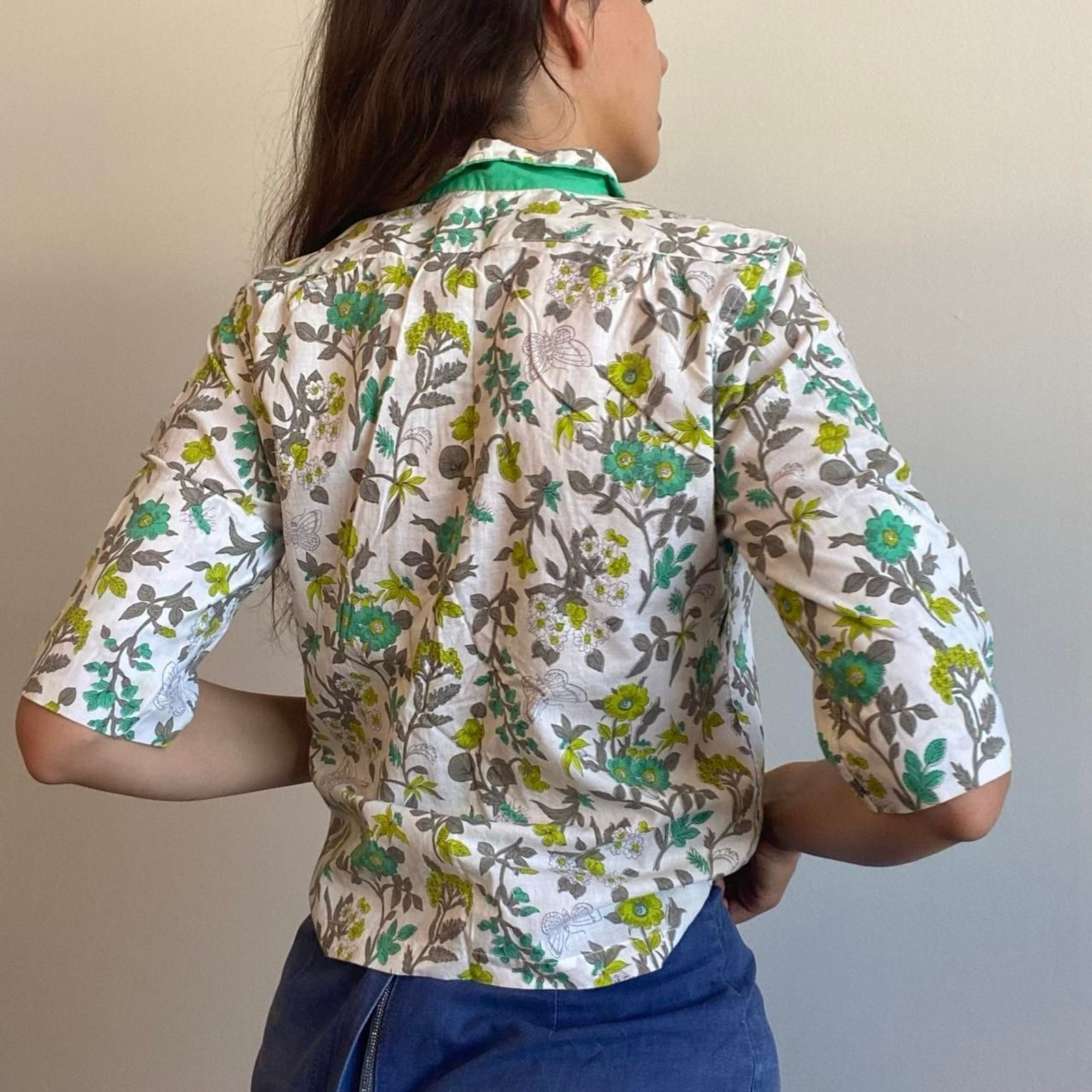 1950s floral butterfly cotton top