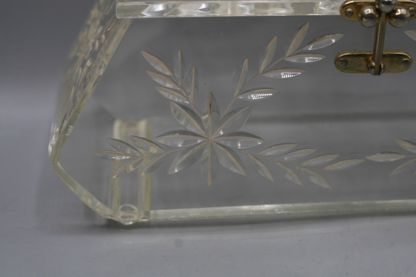 Vintage FLORIDA HANDBAGS Made in Miami CUT Clear Lattice LUCITE PURSE 1950s GA
