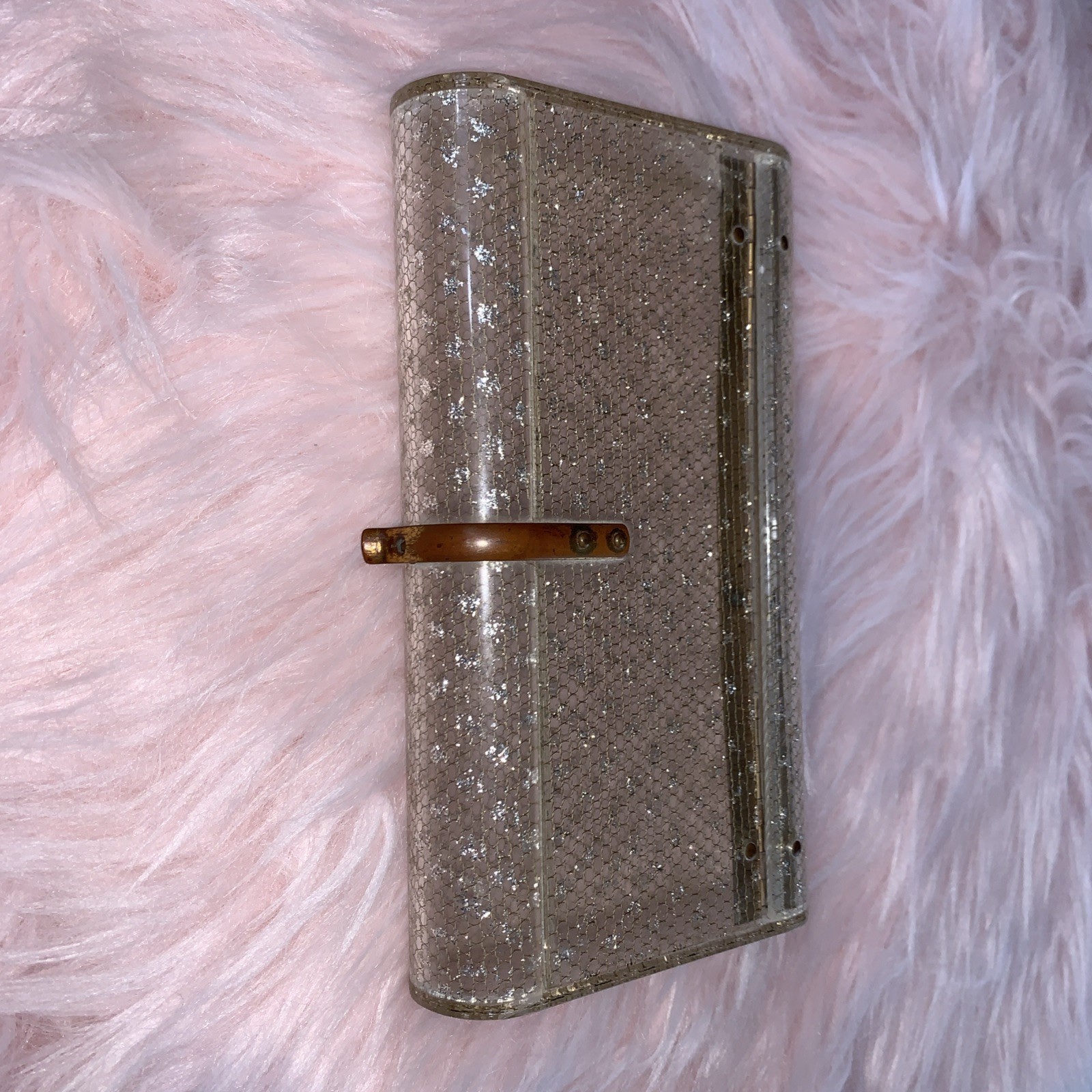 Vintage Wilardy Originals Stardust Lucite Clutch Purse Case See Description