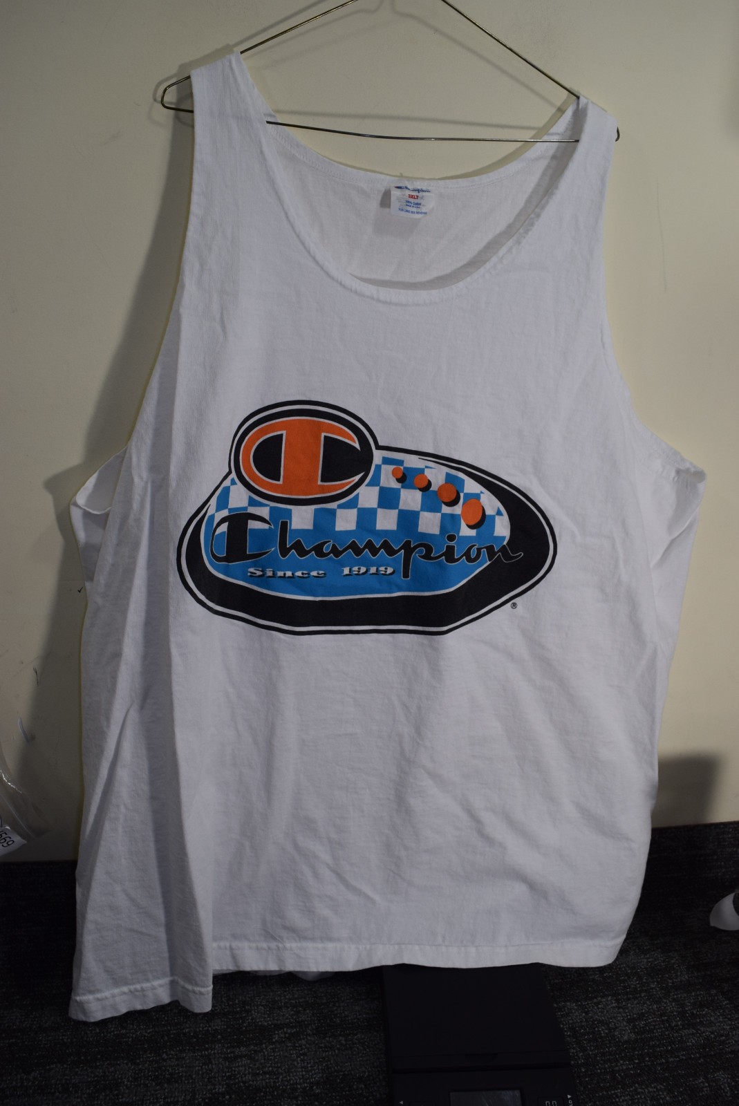 Vintage 80’s Champion 3D Graphic Tank Top MENS 3XLT Tall 3XL Skater Racing White