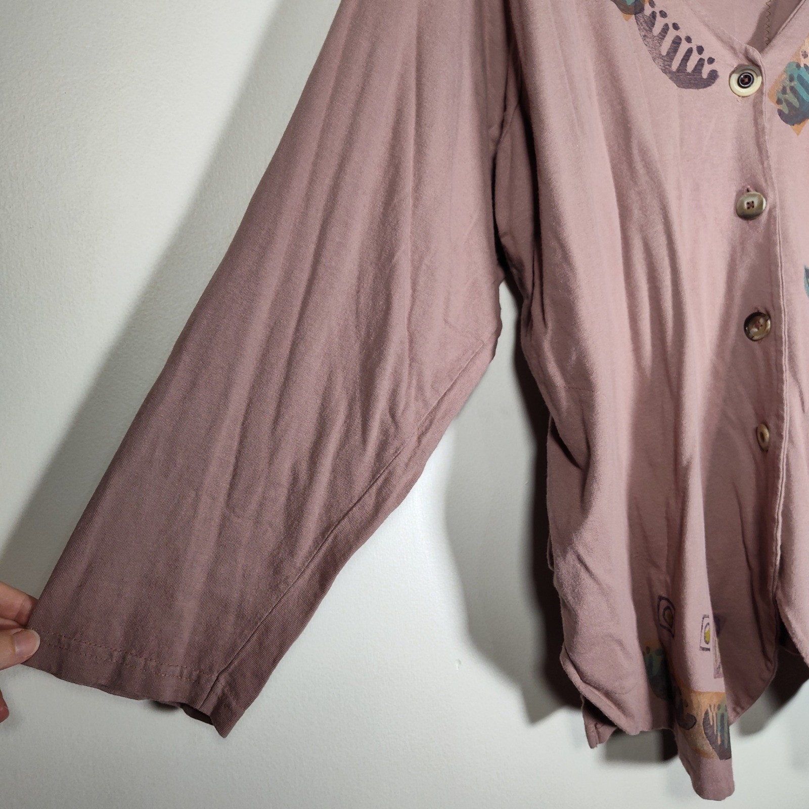 Blue Fish Vintage 1993 Four-Door Jacket Hand Printed Button Front Drawstring