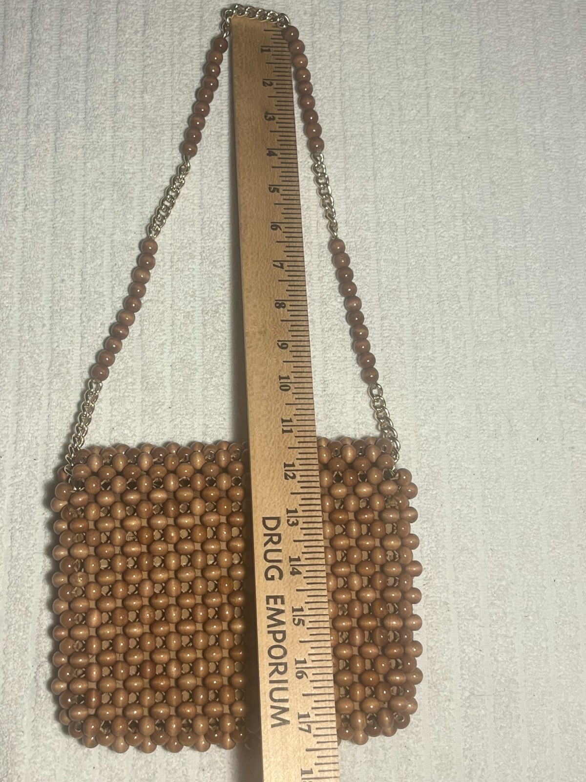 VINTAGE 1960’s Retro Bonnie int’l Brown Wooden Beaded Handbag Made in Japan