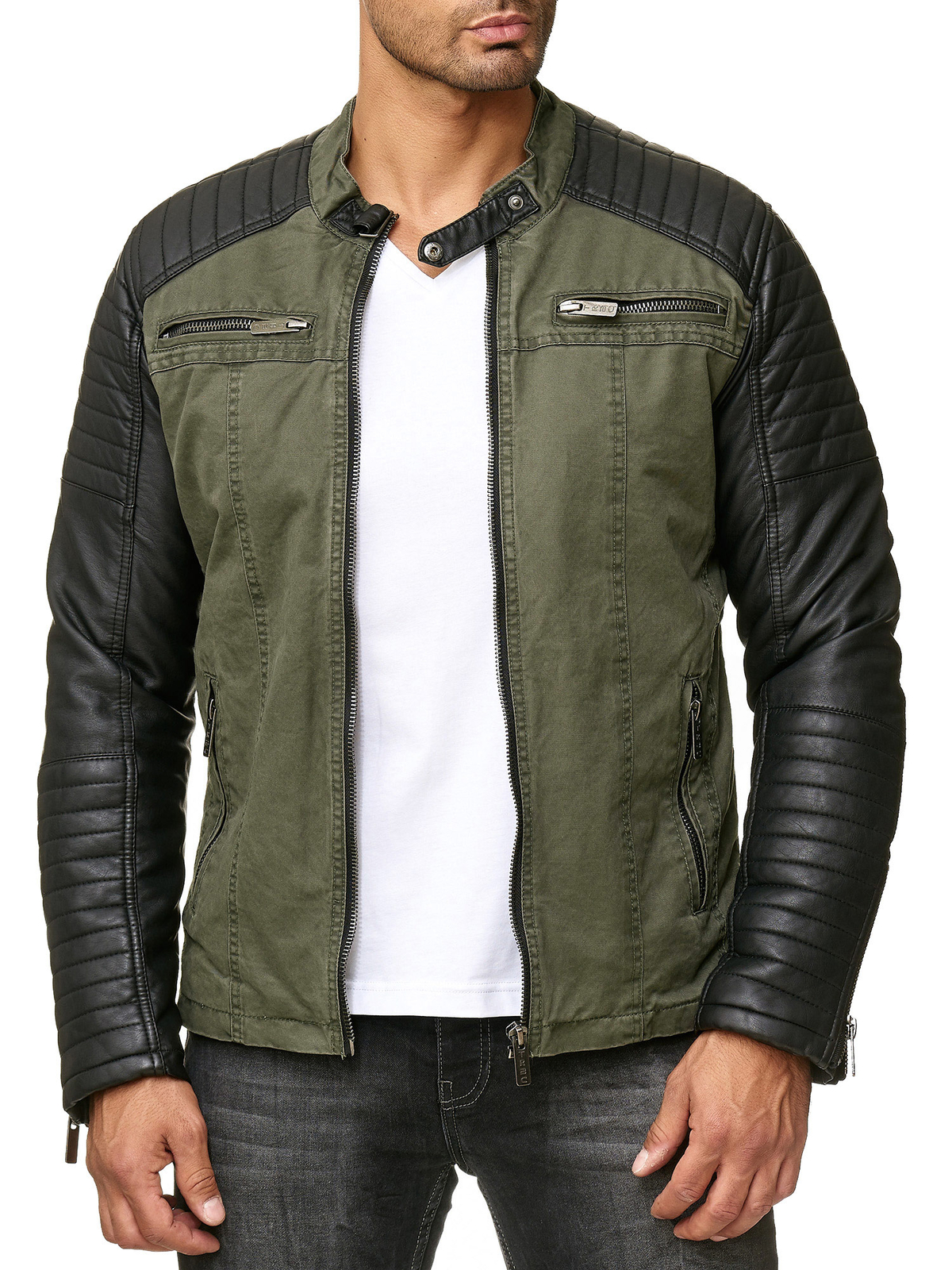 Redbridge men’s between-seasons jacket biker jacket faux leather cotton TRBC M6070