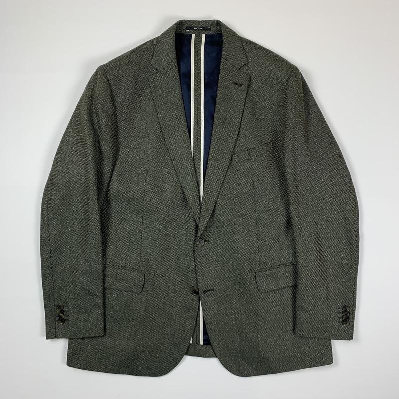 mens navy boot blazer khaki silk/linen 42/XL/50
