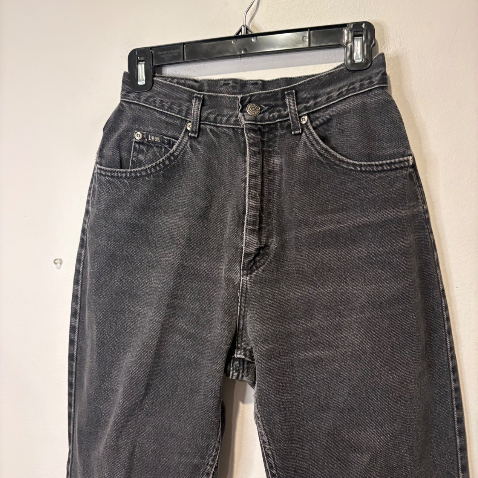 Lee Vintage High Waisted Jeans Womens 25 Faded Black 90s Tapered Made in USA