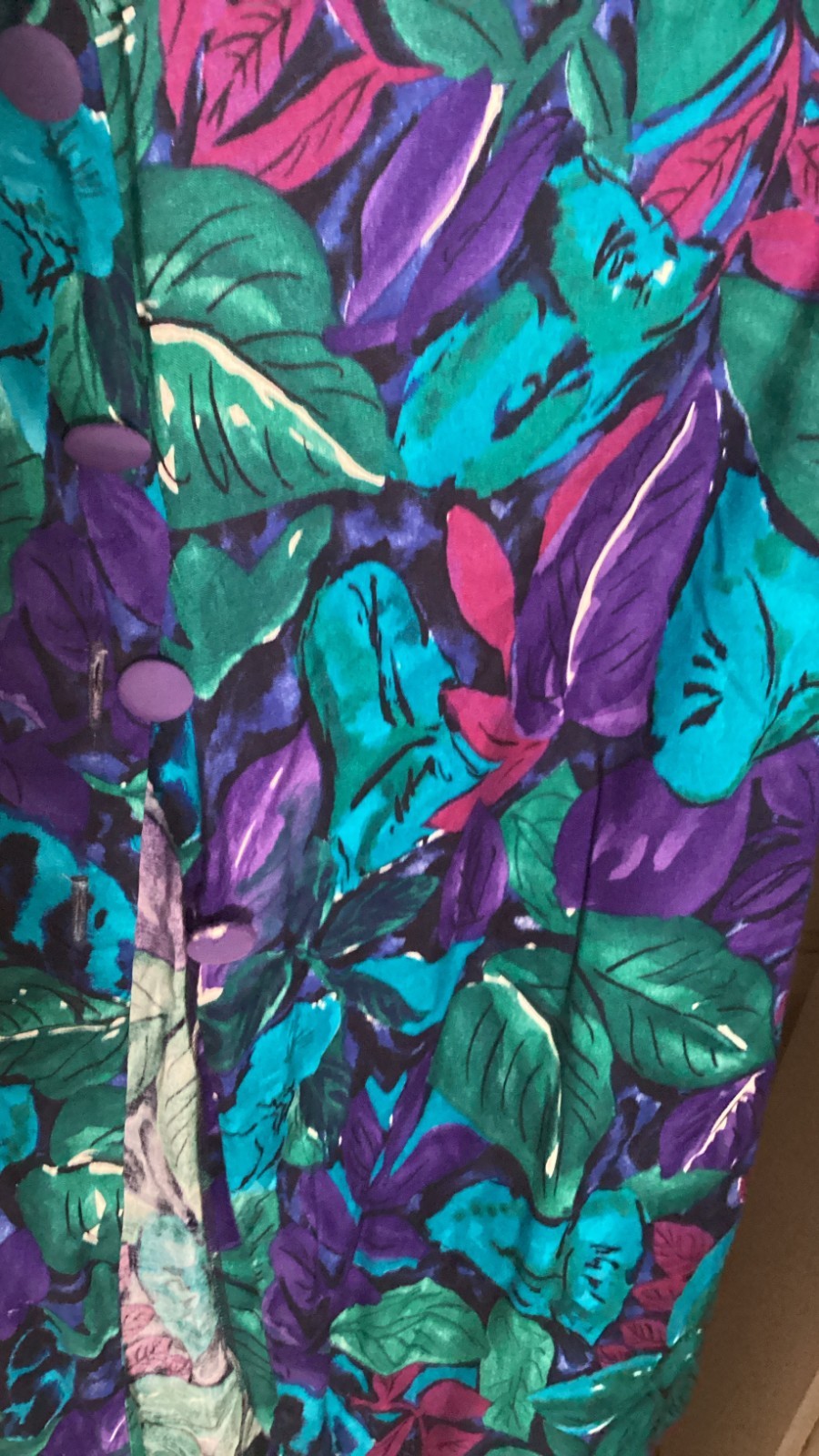 Vintage 80s 90s BGB Maxi Dress Vibrant Blue Green Purple Tropical Shoulder Pads