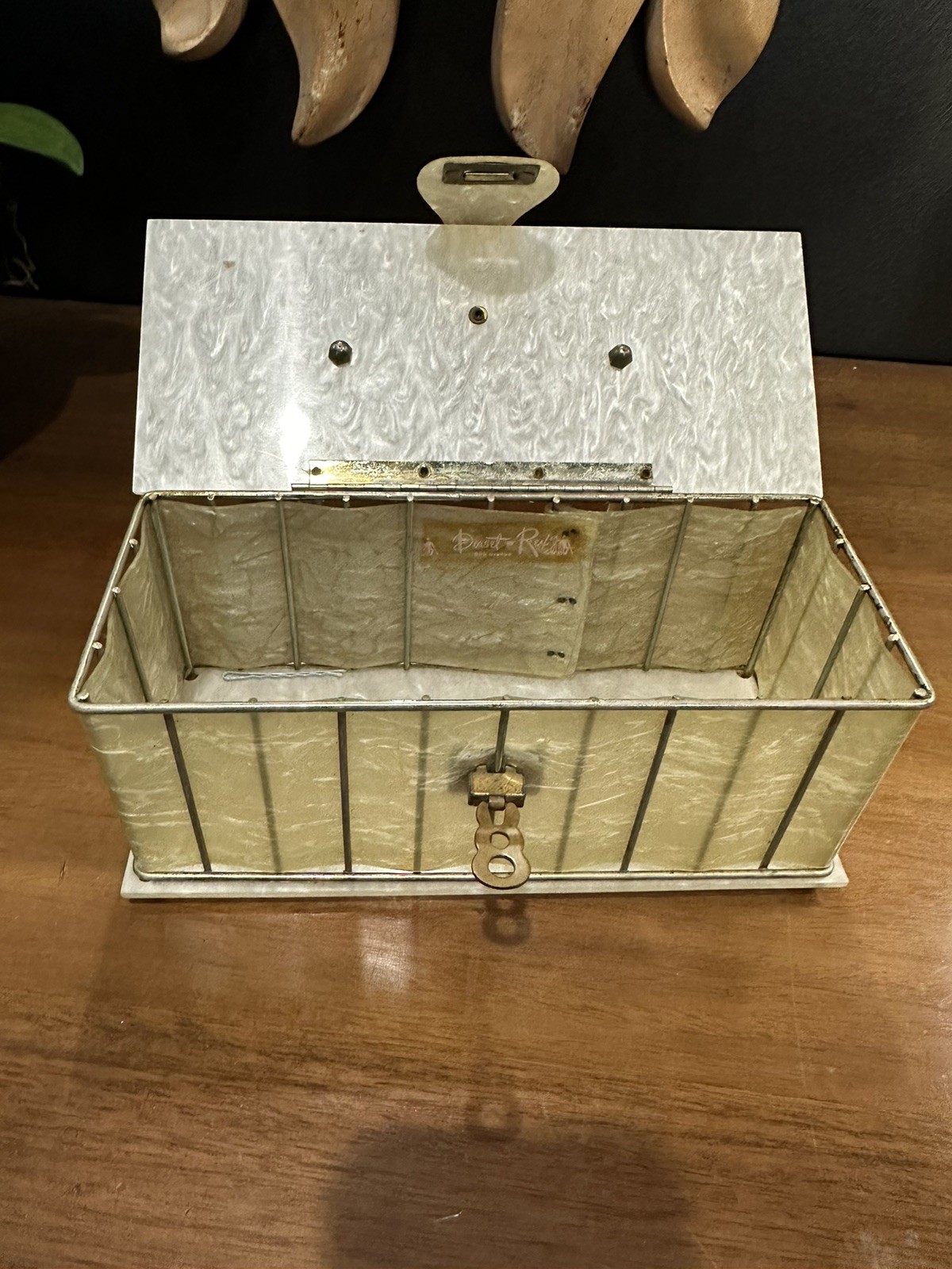 Vintage 1960’s clear lucite box handbag with brass details