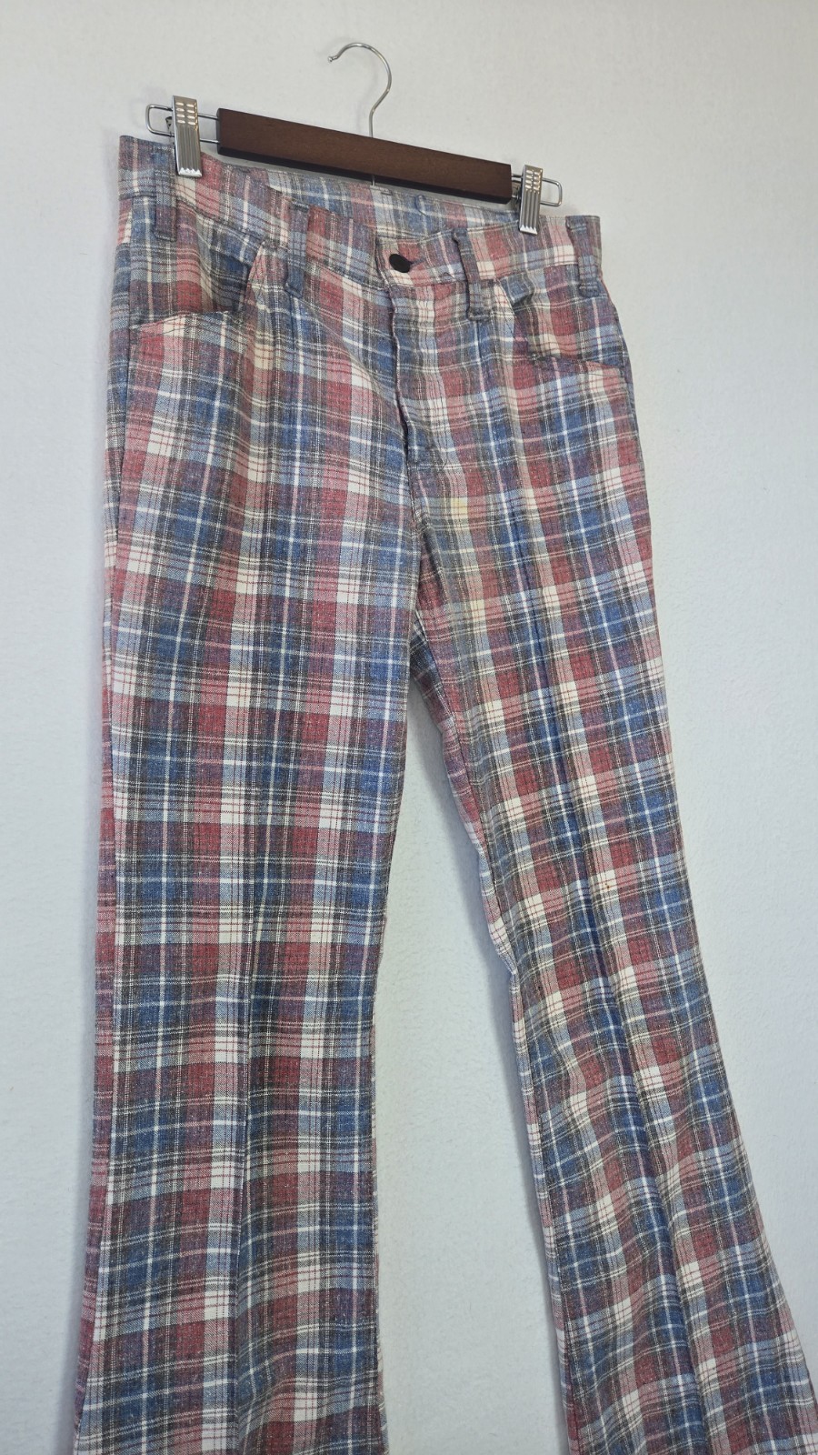 VTG Levi’s Plaid Disco Pants Mens 60s 70s Flare Leg Trousers