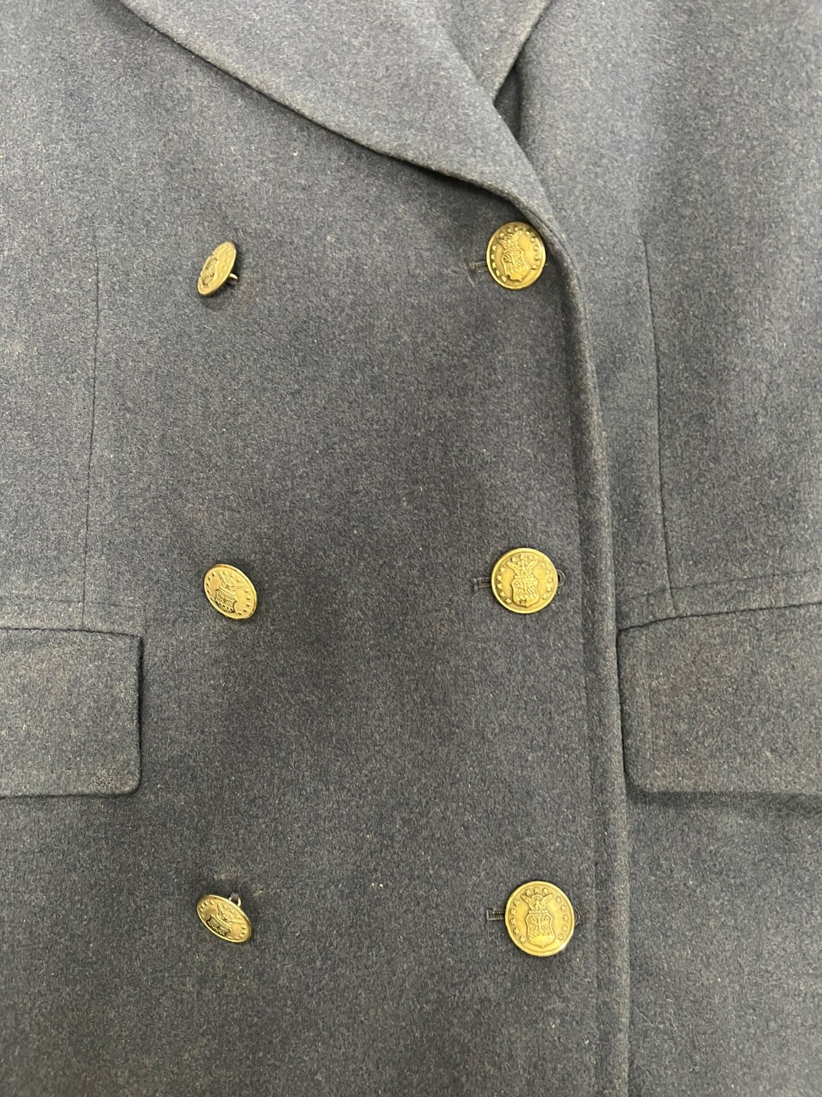 USAF Blue Wool Uniform Overcoat 1950s Mens 37R Vintage