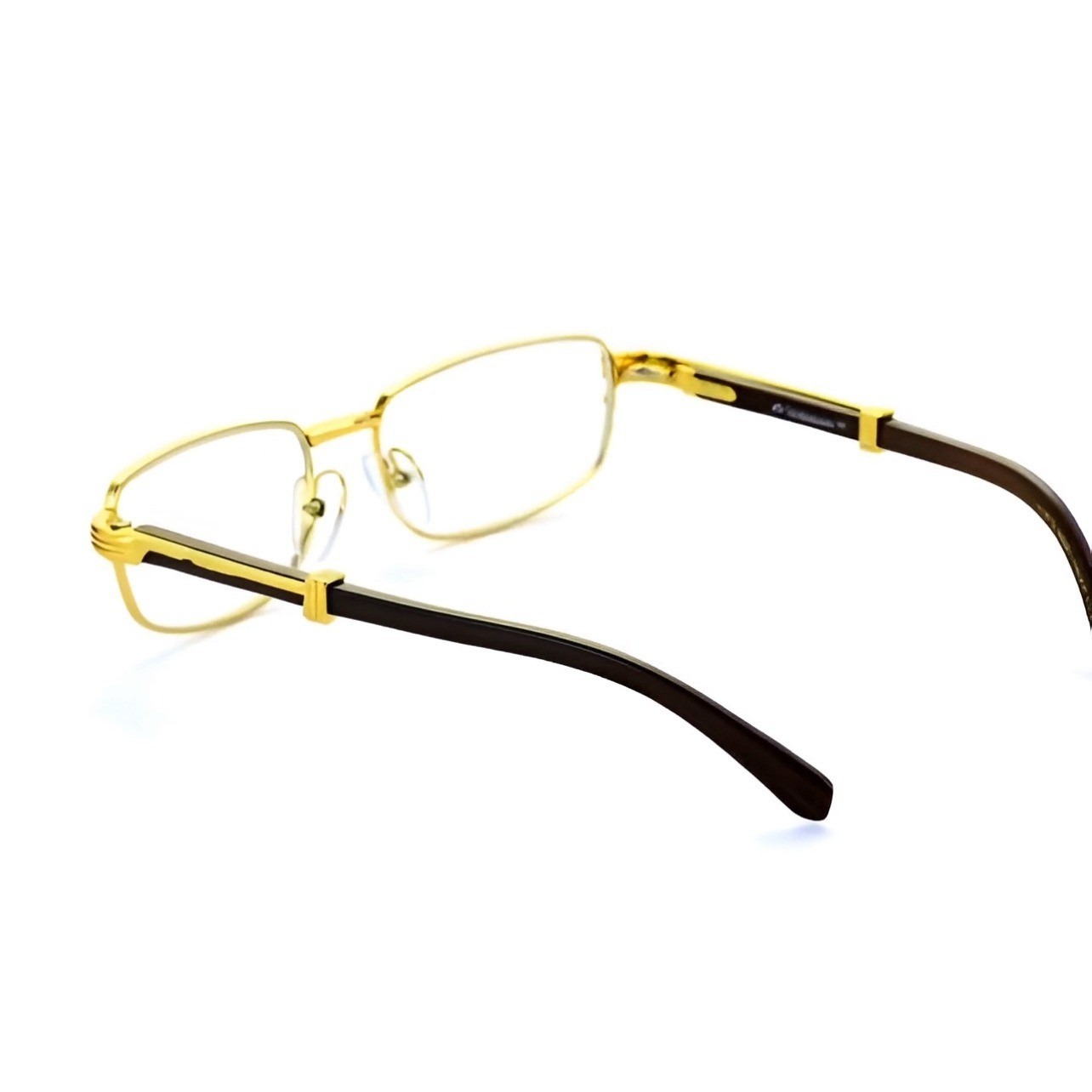 Gold Frame Glasses Wood Temple Women Designer Style Fashion Eyeglasses Gafas New