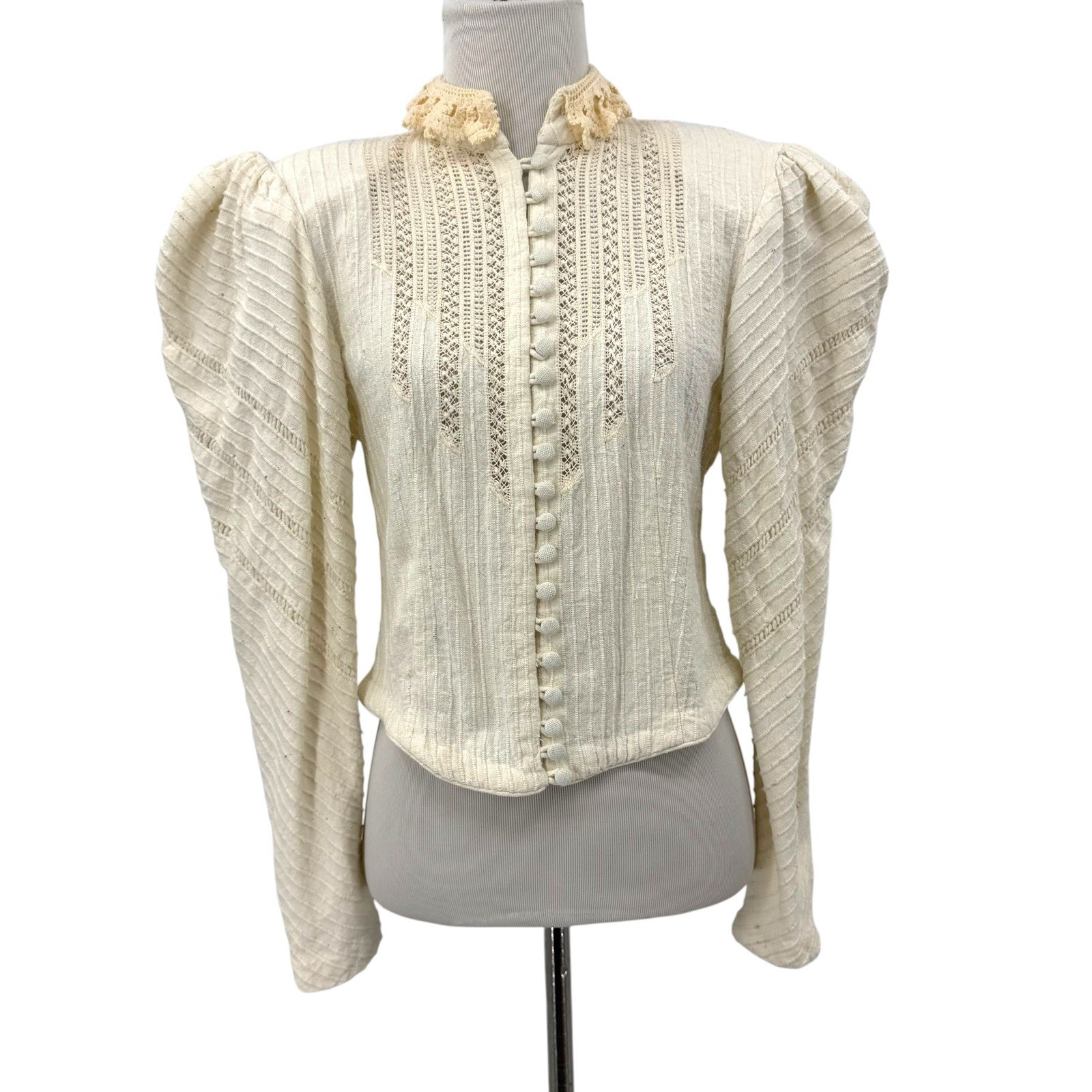 Antique Edwardian Cotton Linen Blouse Vtg Ditsy Prairie Shirt Waist Lace Crochet