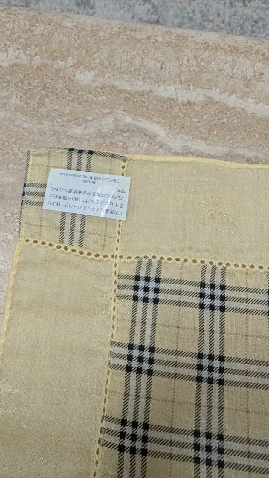 Burberry Vintage Cotton Handkerchief Check Yellow Blue 19 x 19 inches