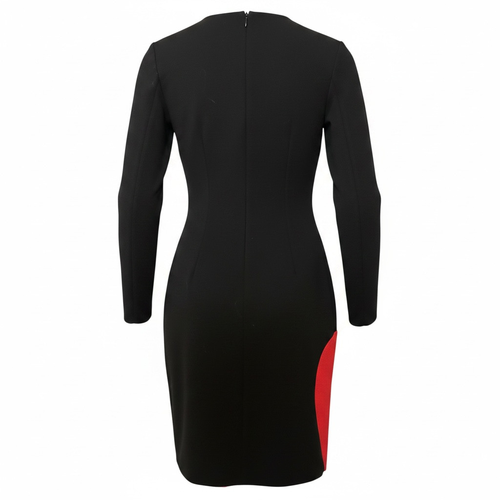 Vintage Moschino Cheap & Chic Black Wool Dress Red Heart Detail Italy IT42 AU10