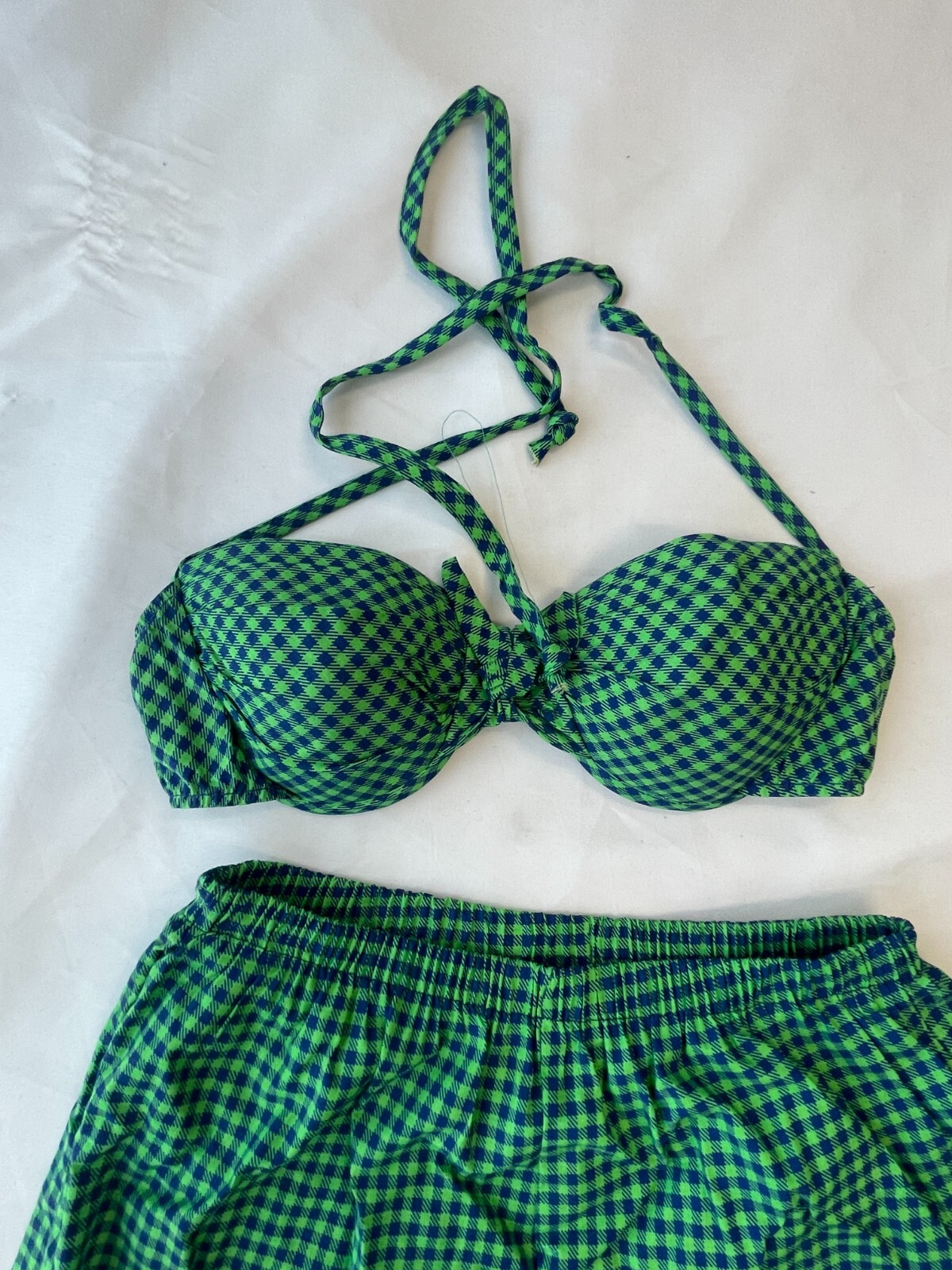 VTG 90s does 60s Deadstock Bikini Underwire Push Up Gingham Pin Up Rockabilly