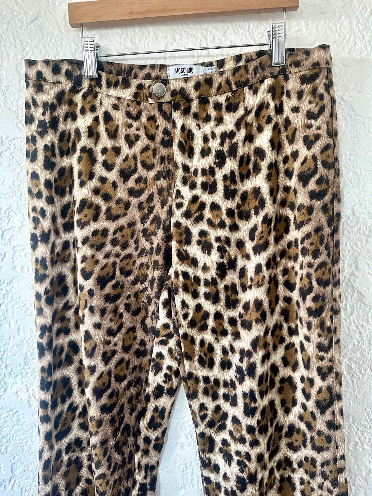 MOSCHINO Jeans Vintage Y2K Low Mid Rise Leopard Cheetah Print Flare Pants 32