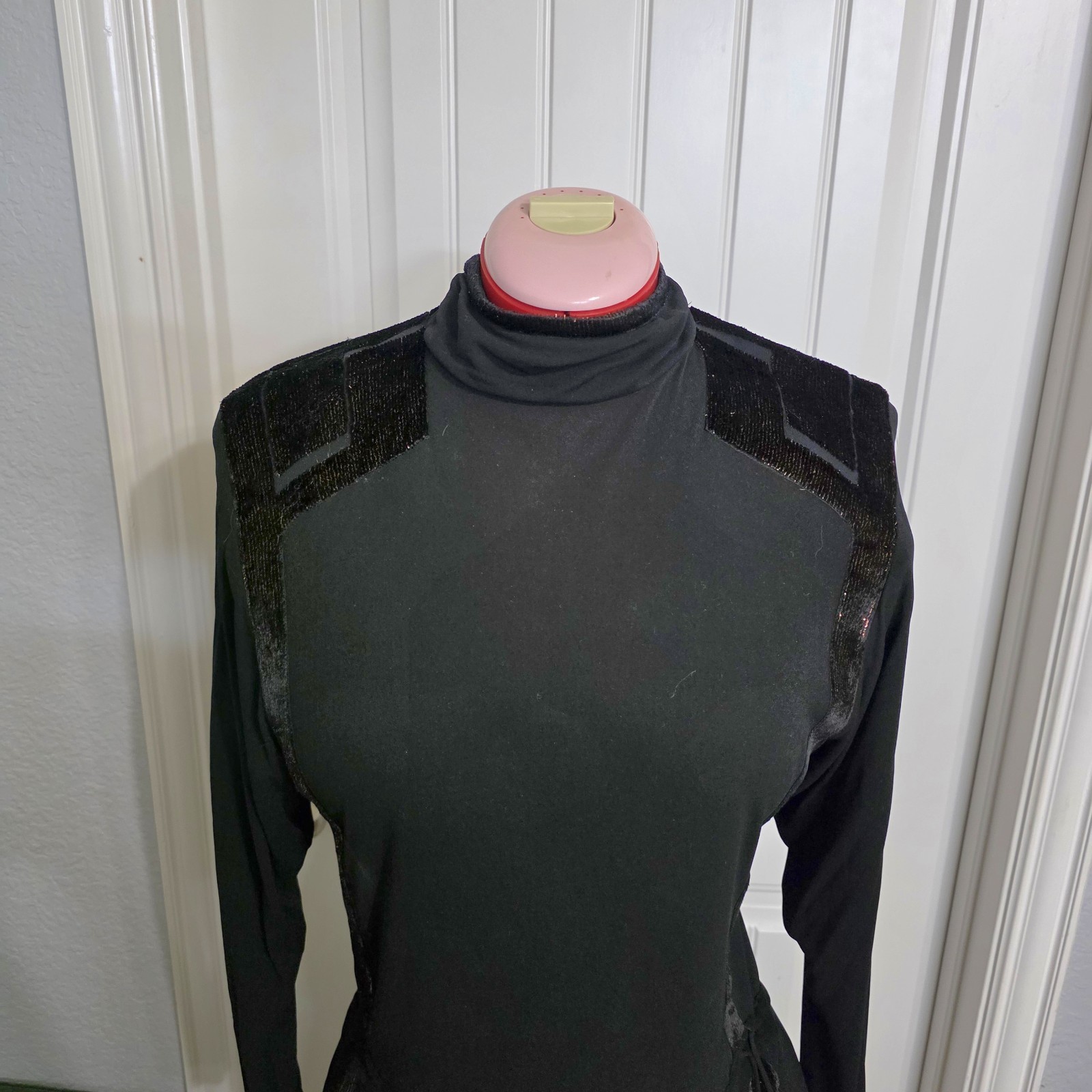 Vintage 70s 80s Janice Wainwright Black Art Deco Drawstring Waist Dress Sz 10