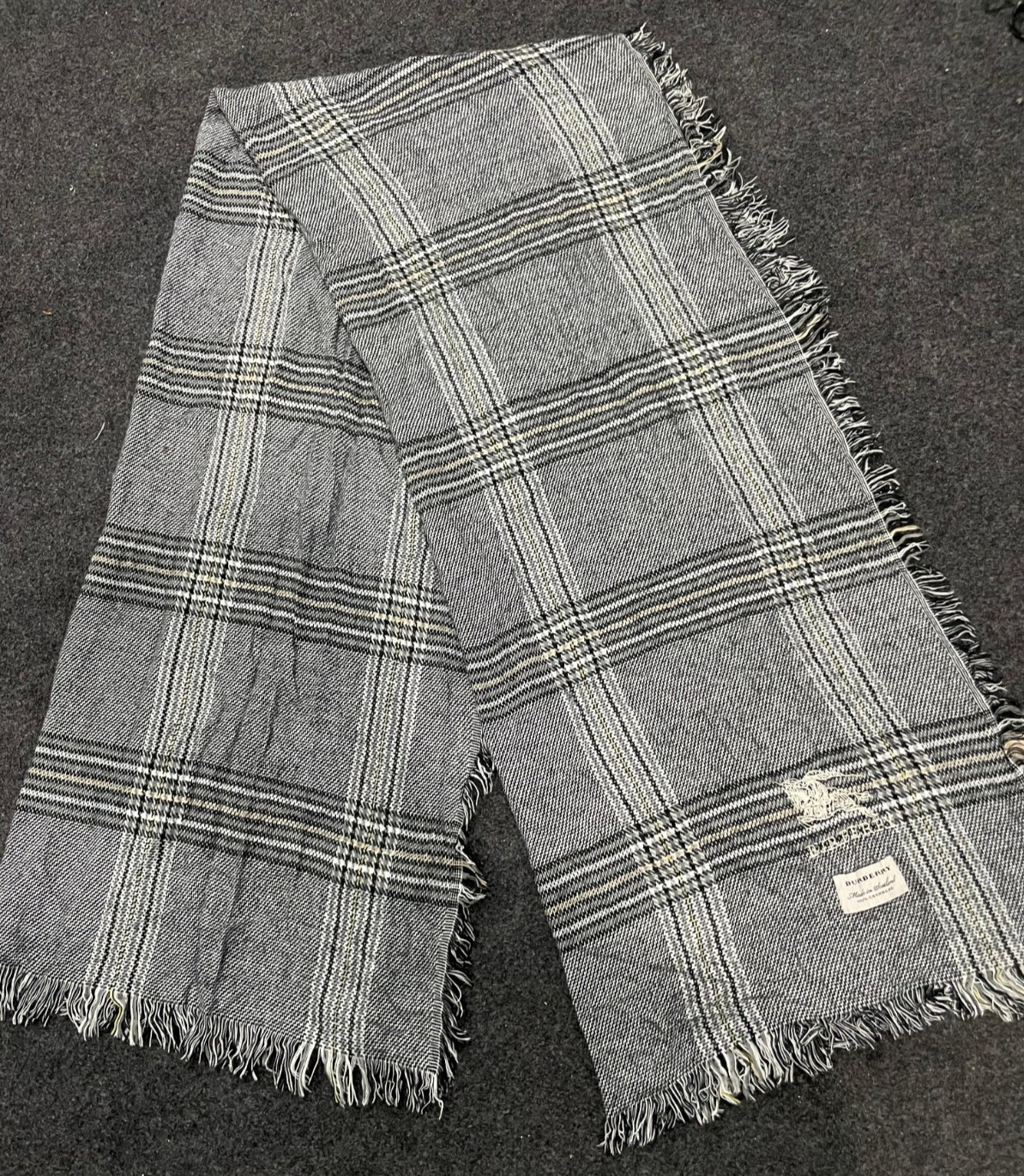 Burberry London Scarf Classic Check Shawl Wrap Vintage Plaid Made In Scotland