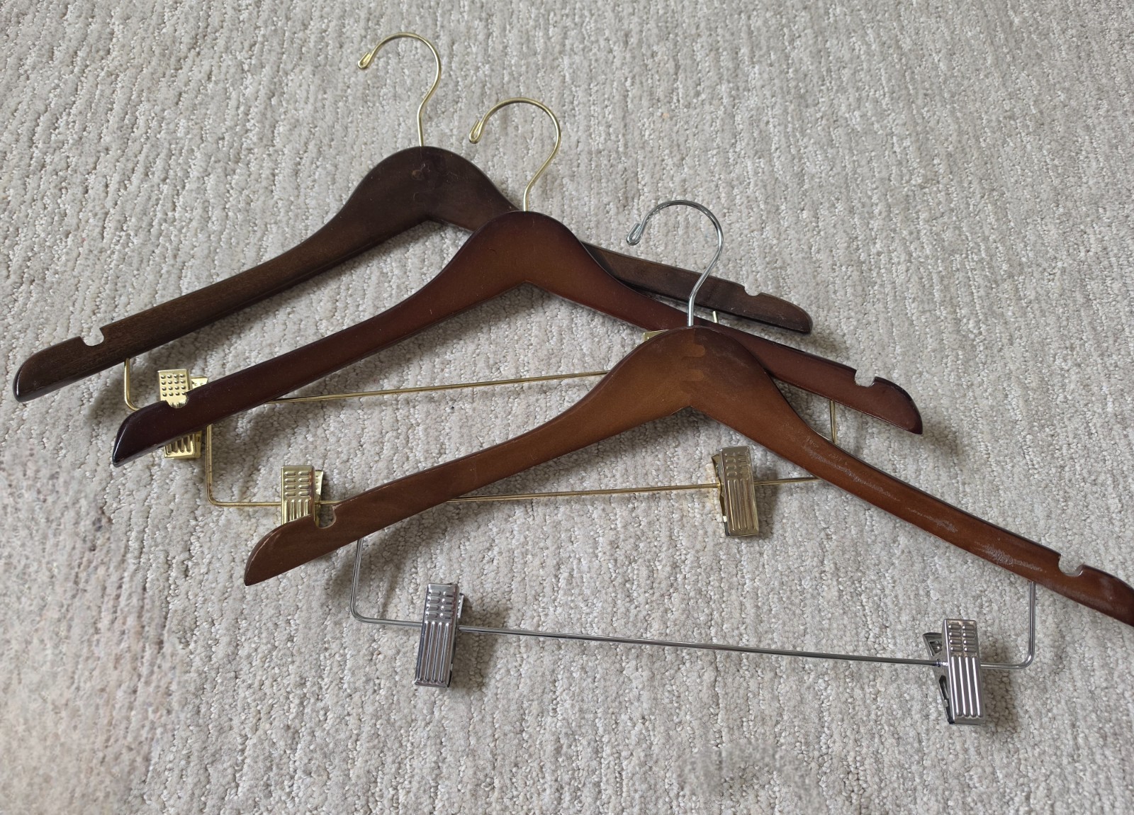 8 Vintage Handiform walnut finished pant coat suit jacket clothes hangers 60s,70