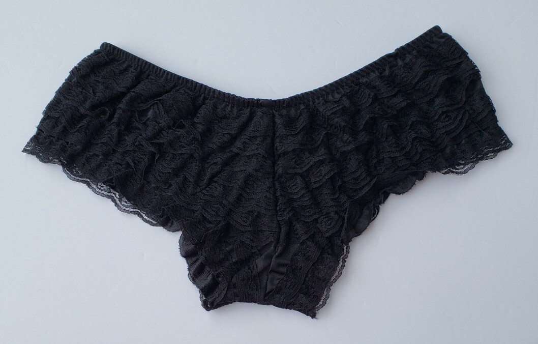 Vintage Hot Topic Black Ruffled Cheeky Panty Size XL Babydoll Glam Rock NEW gift