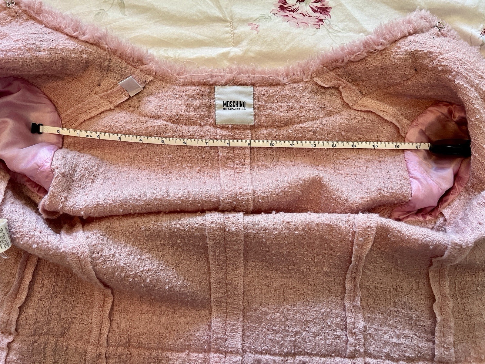 Vintage Moschino Pink & Black Bouclé Suit Size 10 Great Condition Worn Only Once