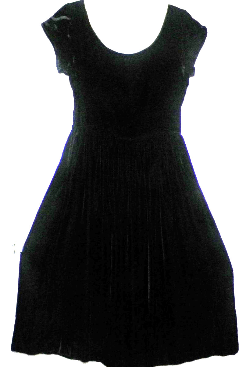 Vintage 80s Small Moda Intl Black Velvet Dress w/ Jacket 26″ Waist