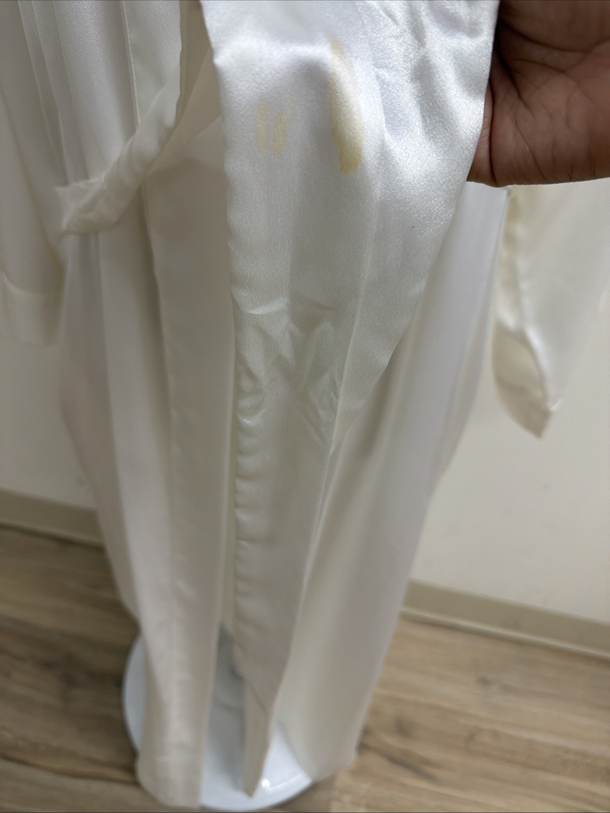 Christian Dior Vtg Maxi Nightgown Satin Slip Dress Small & Robe Small Ivory