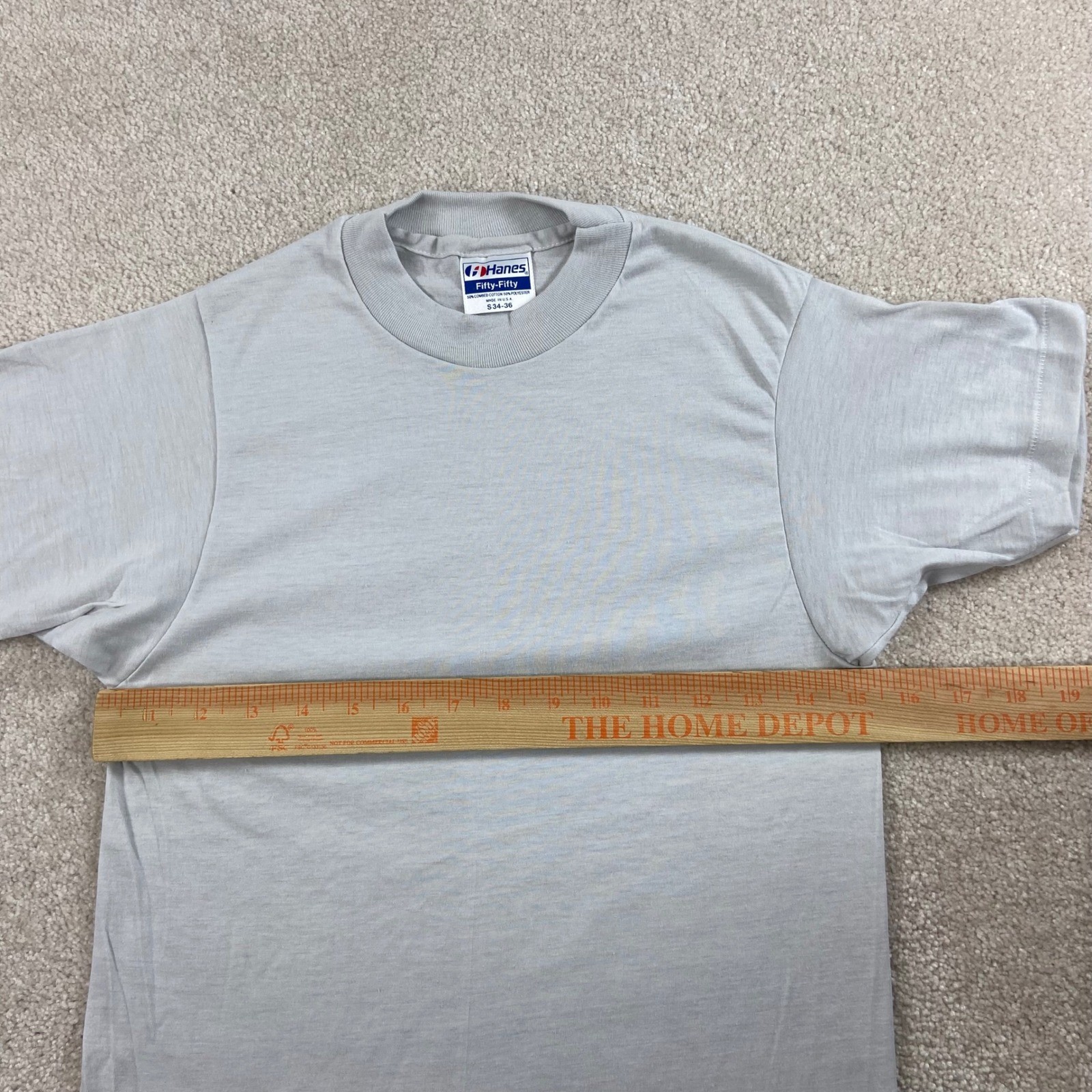 Vintage 80s Fifty-Fifty Hanes T-Shirt Mens S Gray Single Stitch Made in USA