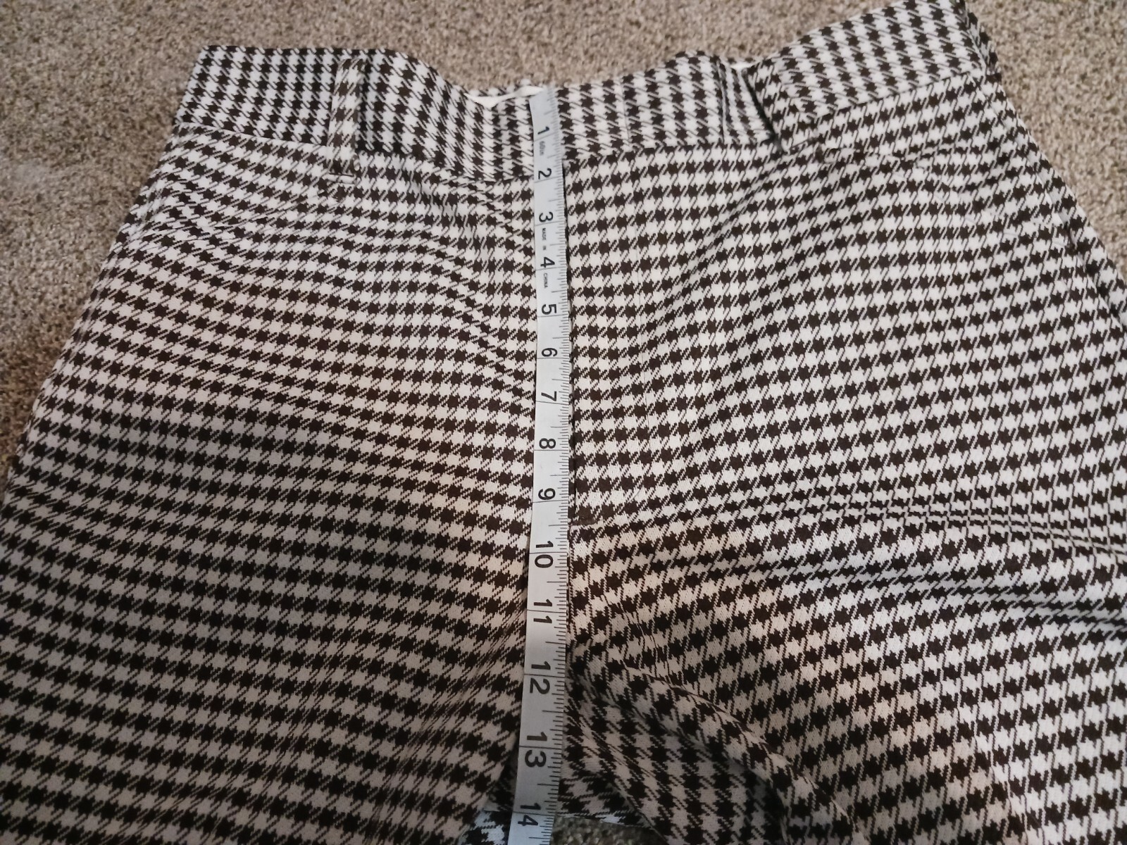 Farah Polyester Pants Capris Black White Houndstooth 35×24 Hemmed Vtg 70s USA