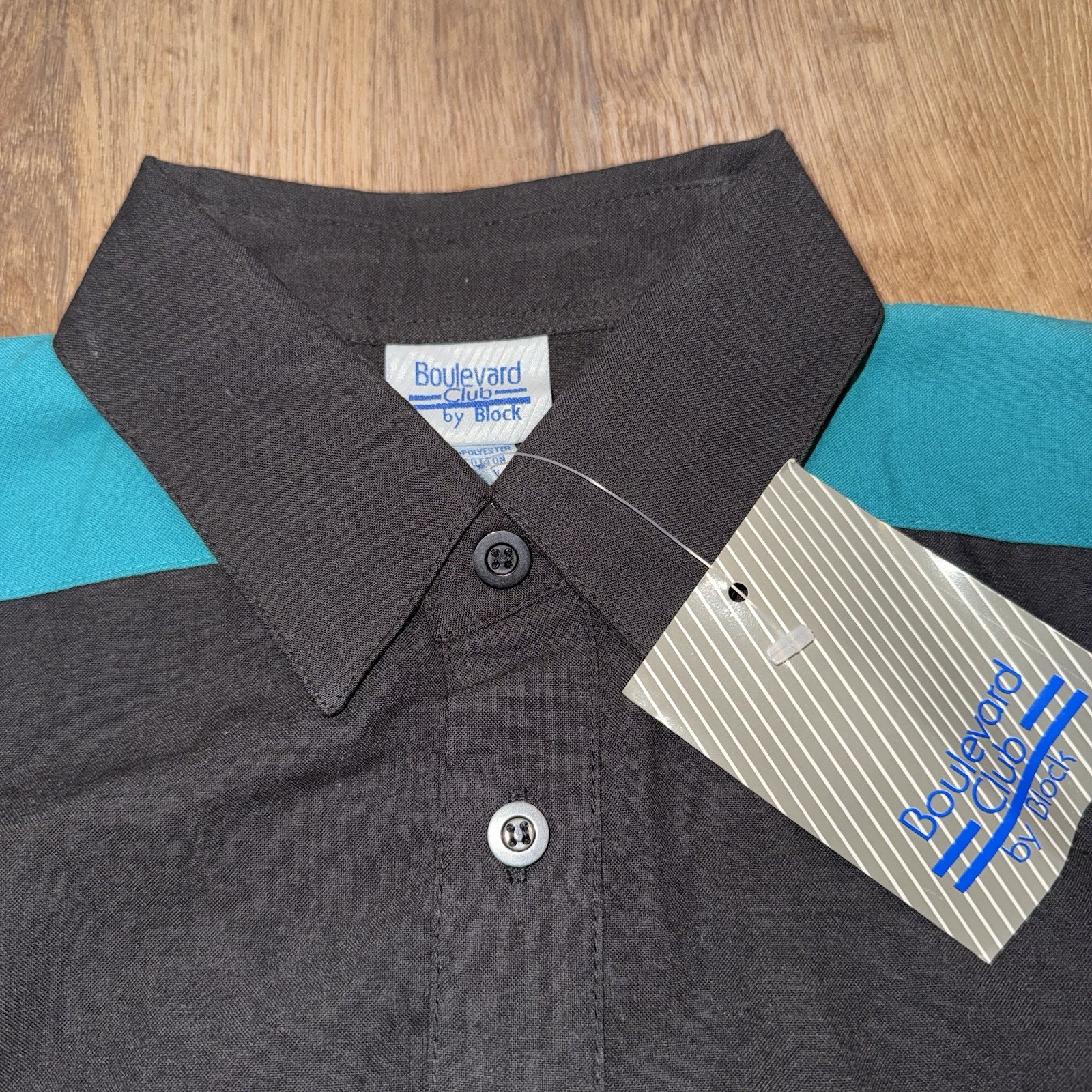 NOS Vtg Block Shirt Disco Miami Vice New Wave Color Block Mens Medium 80s 90s