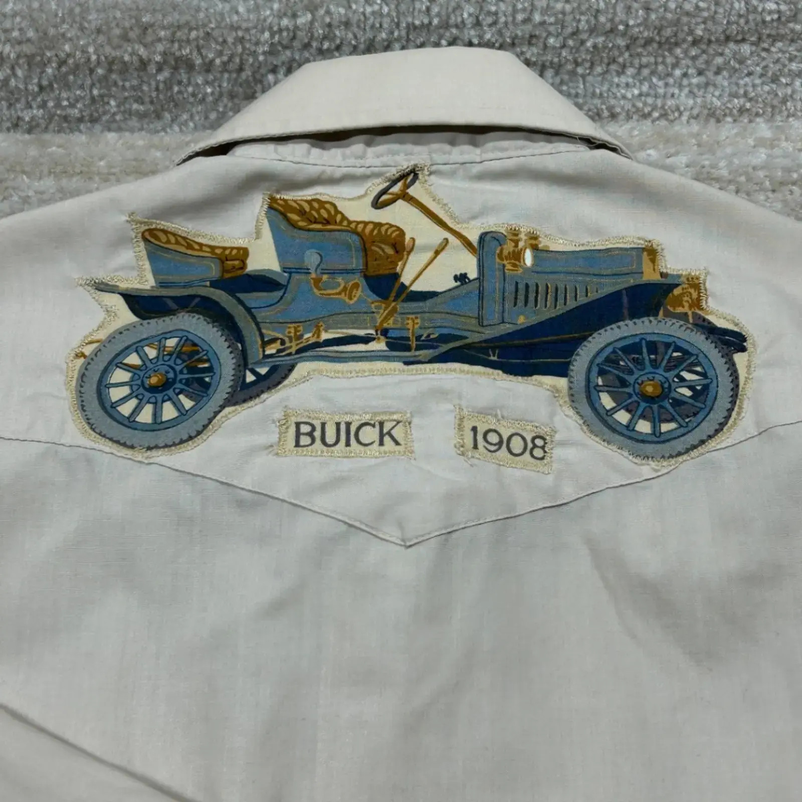 Authentic Western Shirt Buick 1908 Embroidered Vintage Large 65 Polyester 35