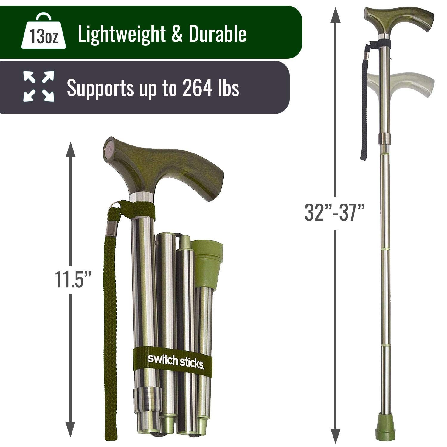 Switch Sticks Folding Walking Cane For Women & Men Huntington