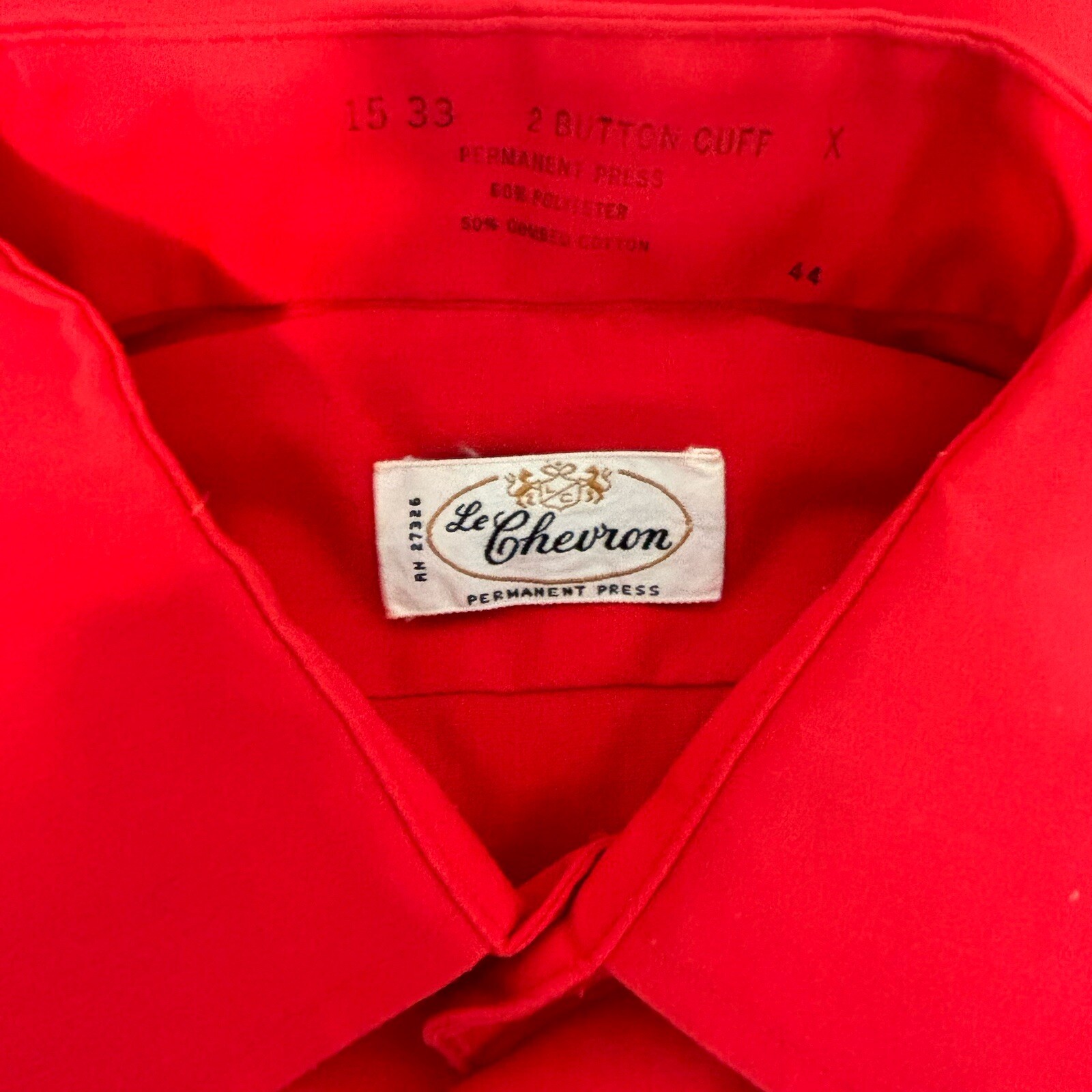Vtg Le Chevron Red Polyester Cotton Men’s Button Up Shirt Fit Size M Read Desc