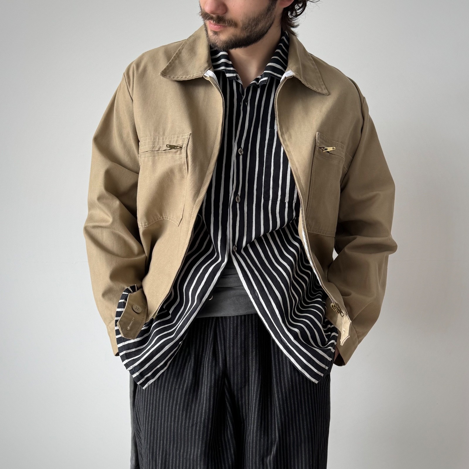 Vintage 1970s French Workwear Cyclist Blouson Zip Work Chore Jacket