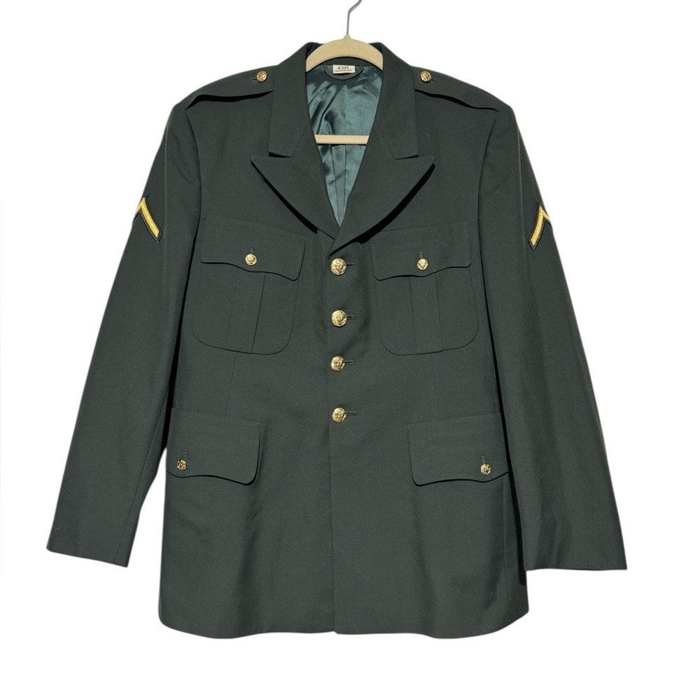 Vintage DeRossi & Son US Army Military Dress Jacket Blazer Coat Green Size 43R
