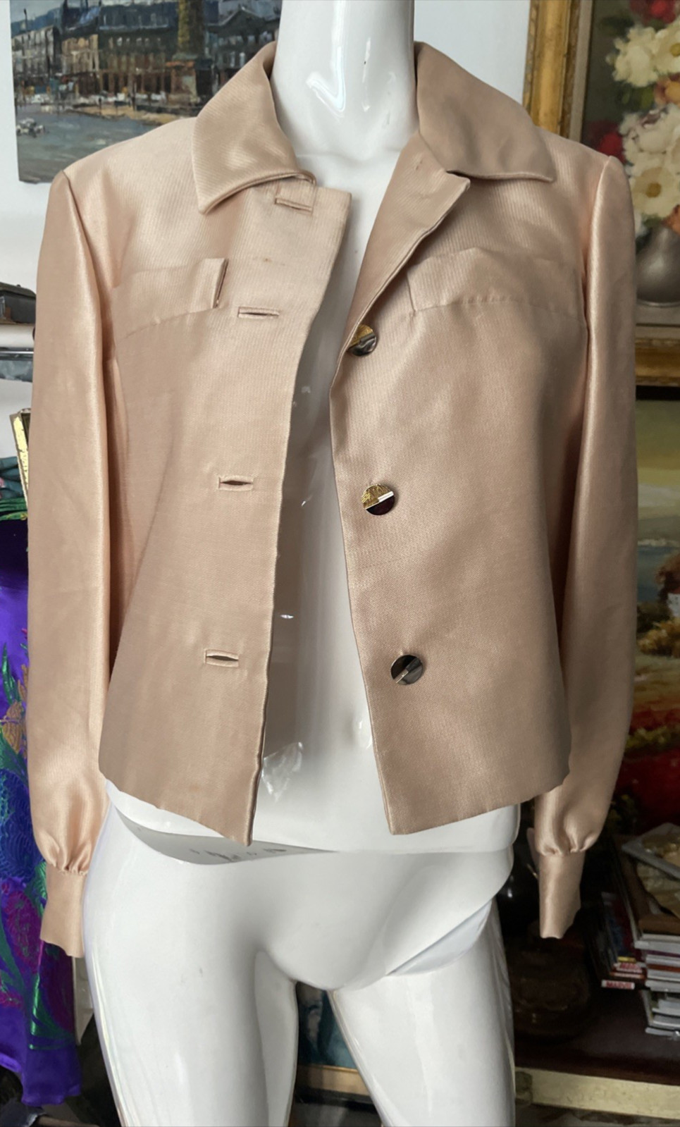 Vintage 60s GINO CHARLES Jacket Cropped Top Lined Sz16/L