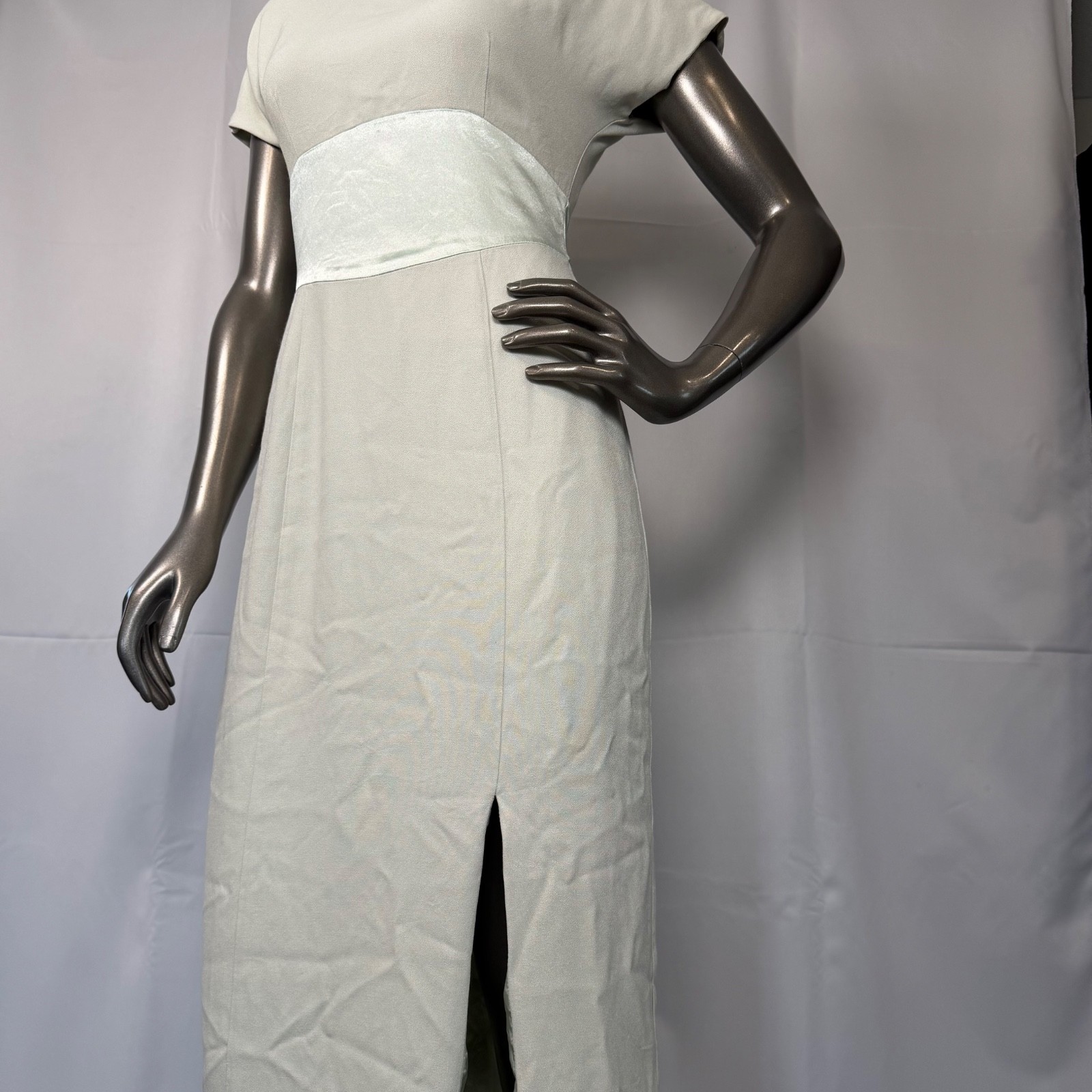 Caren Design Co Mint Green Rayon Formal Maxi Dress Size 4 Empire Waist Satin