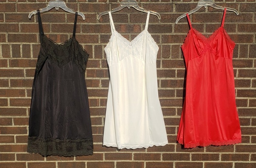 Lot of Three Vintage Slips Size 38 Carol Brent Wondermaid Sears Red Black White