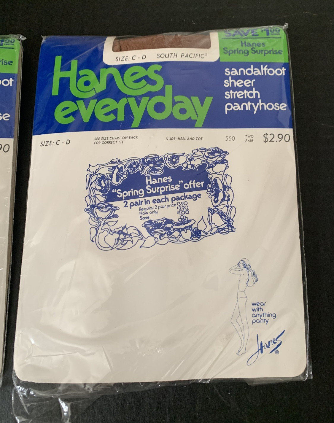 4 pair Vtg Hanes Everyday Pantyhose South Pacific Sheer Stretch Sz C-D