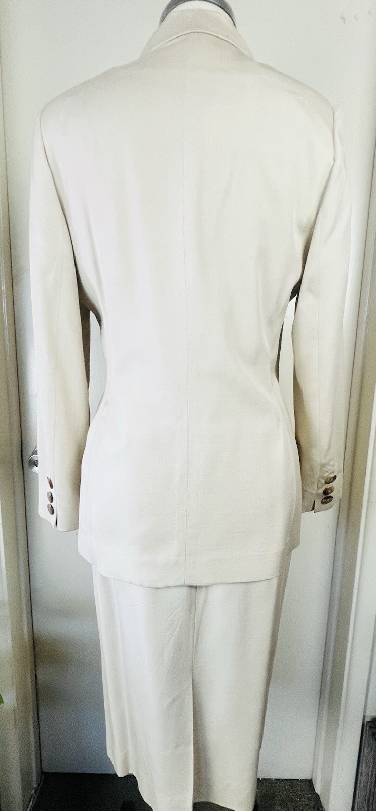 80’s Christian Dior Skirt Suit Women’s Sz:10 Cream/off White Prime Double Breast