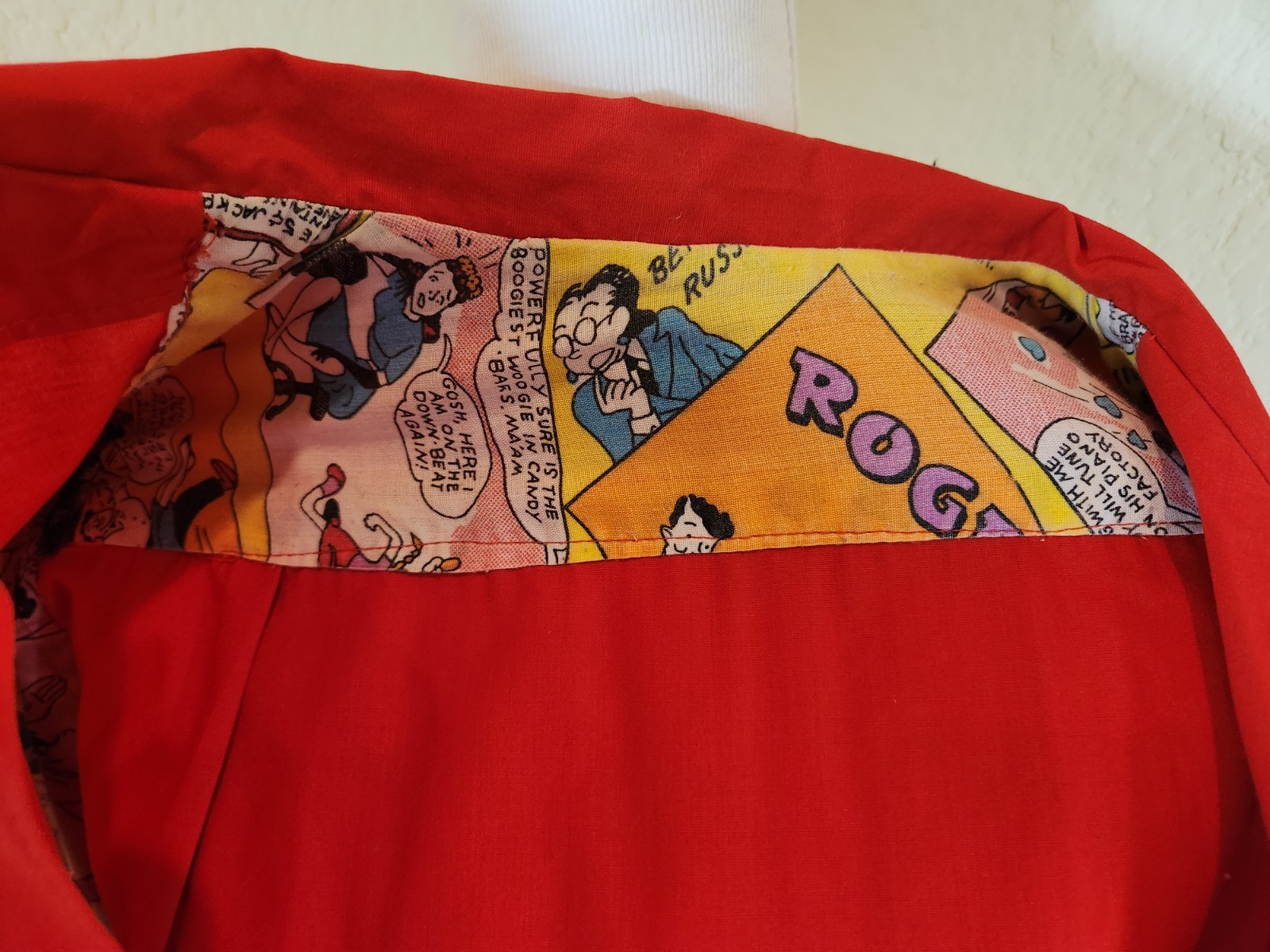 Trim Comic Book Button Up Top Red Retro Cool Large Handmade