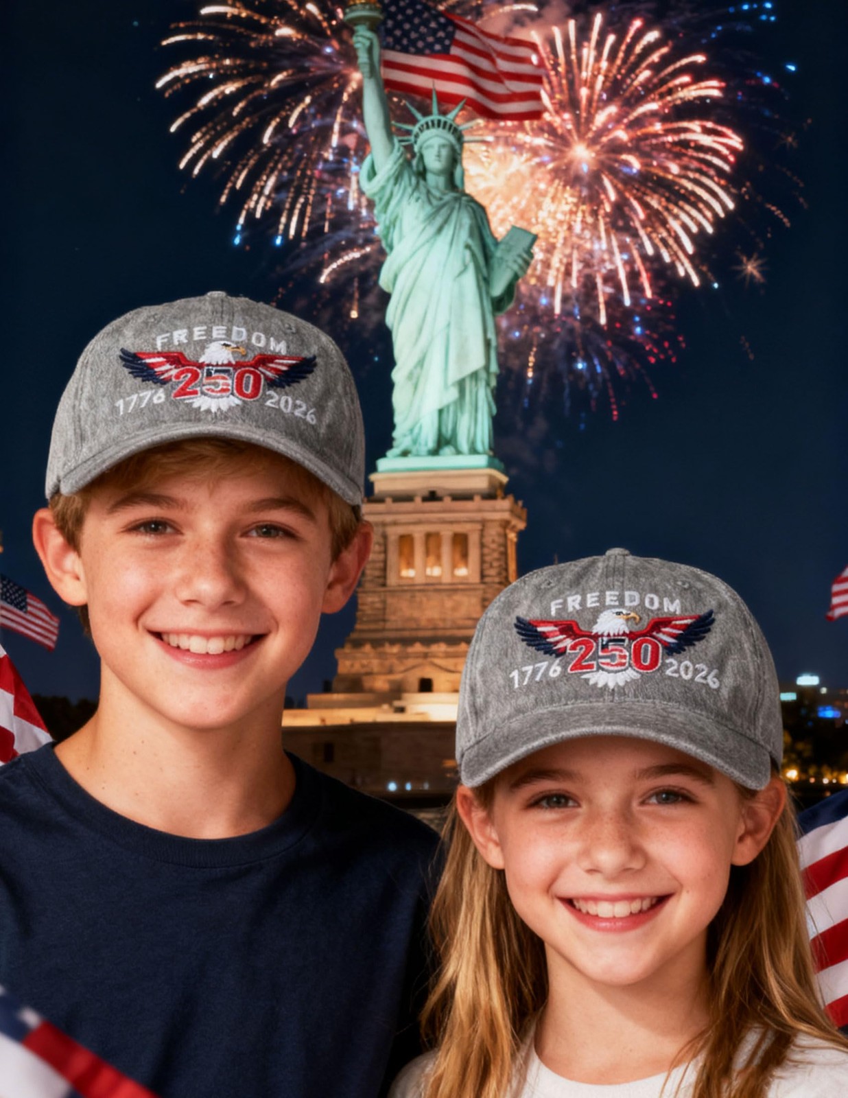 250 Anniversary USA Hat, Embroidered Eagle One Size-250th Anniversary USA Patrio