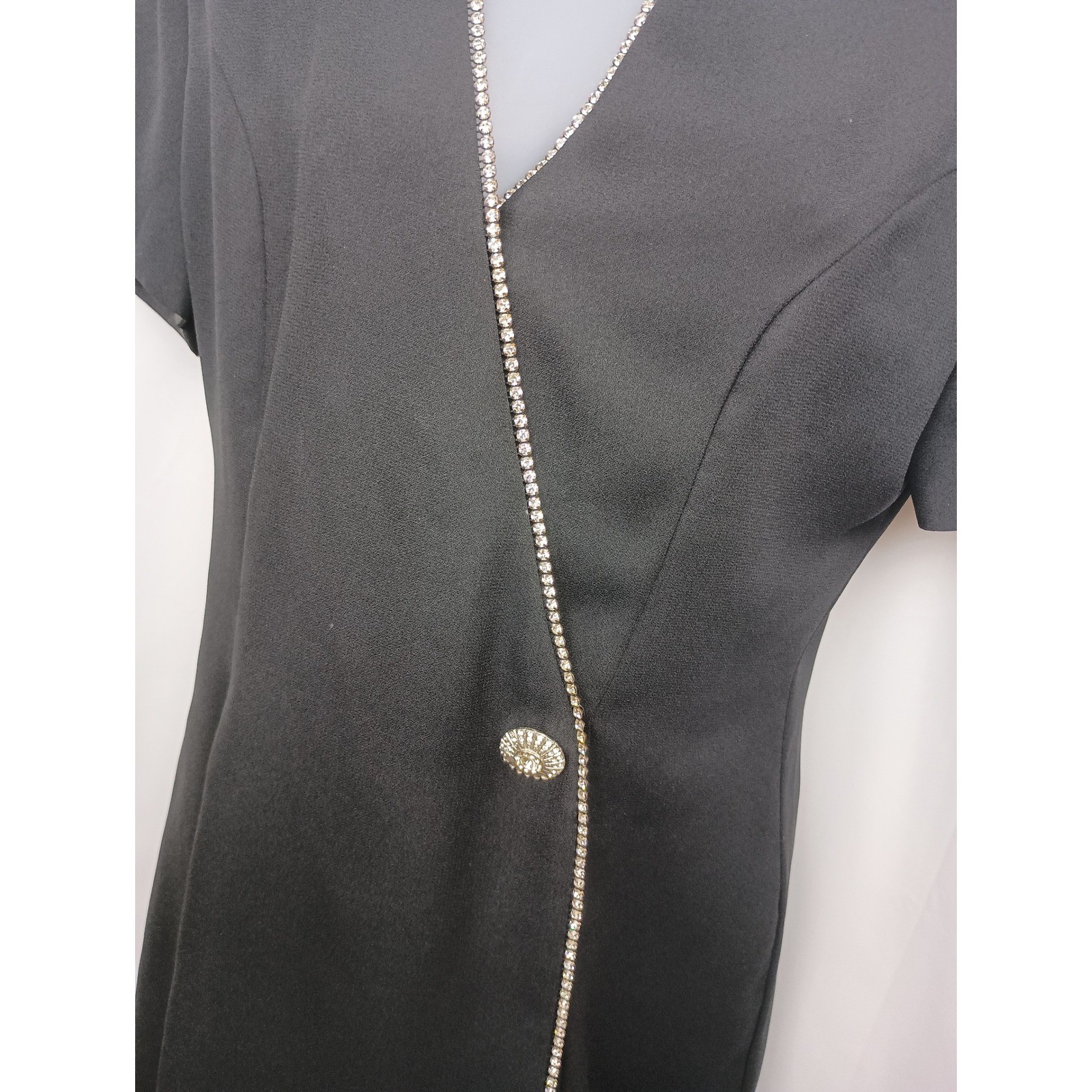 vintage black glam rhinestone church special occasion midi dress size 11-12