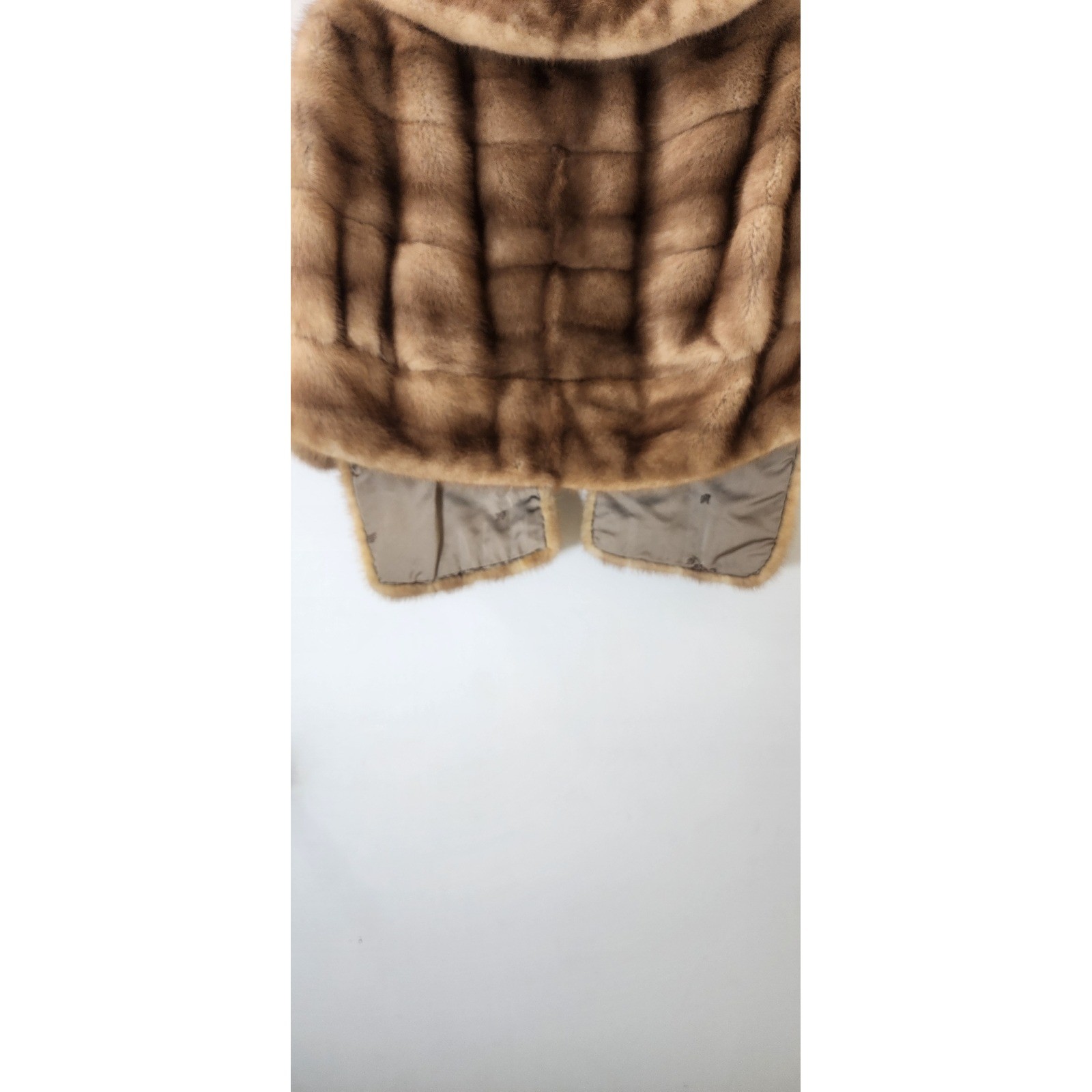 VTG Burdine’s of Florida Mink Fur Stole Jacket Brown Cuffed Sleeve Shawl Coat