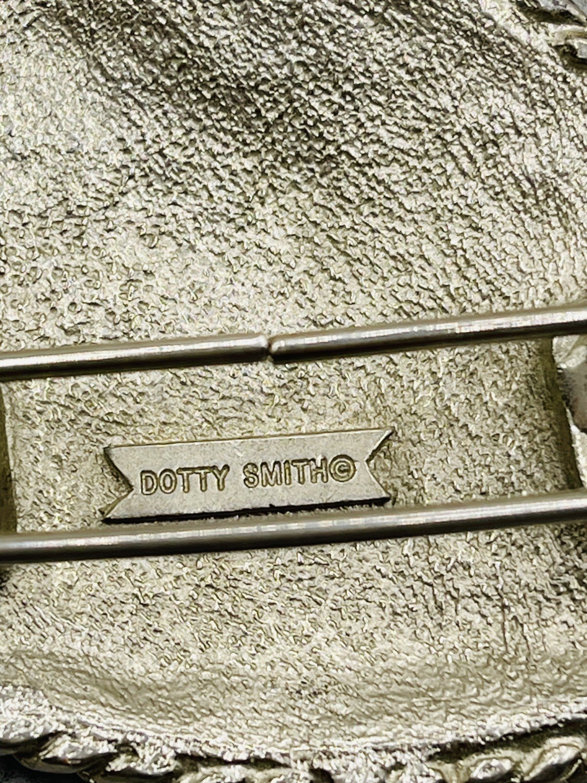 Vintage Dotty Smith Hammered Textured Silver Tone Belt Buckle Modernist
